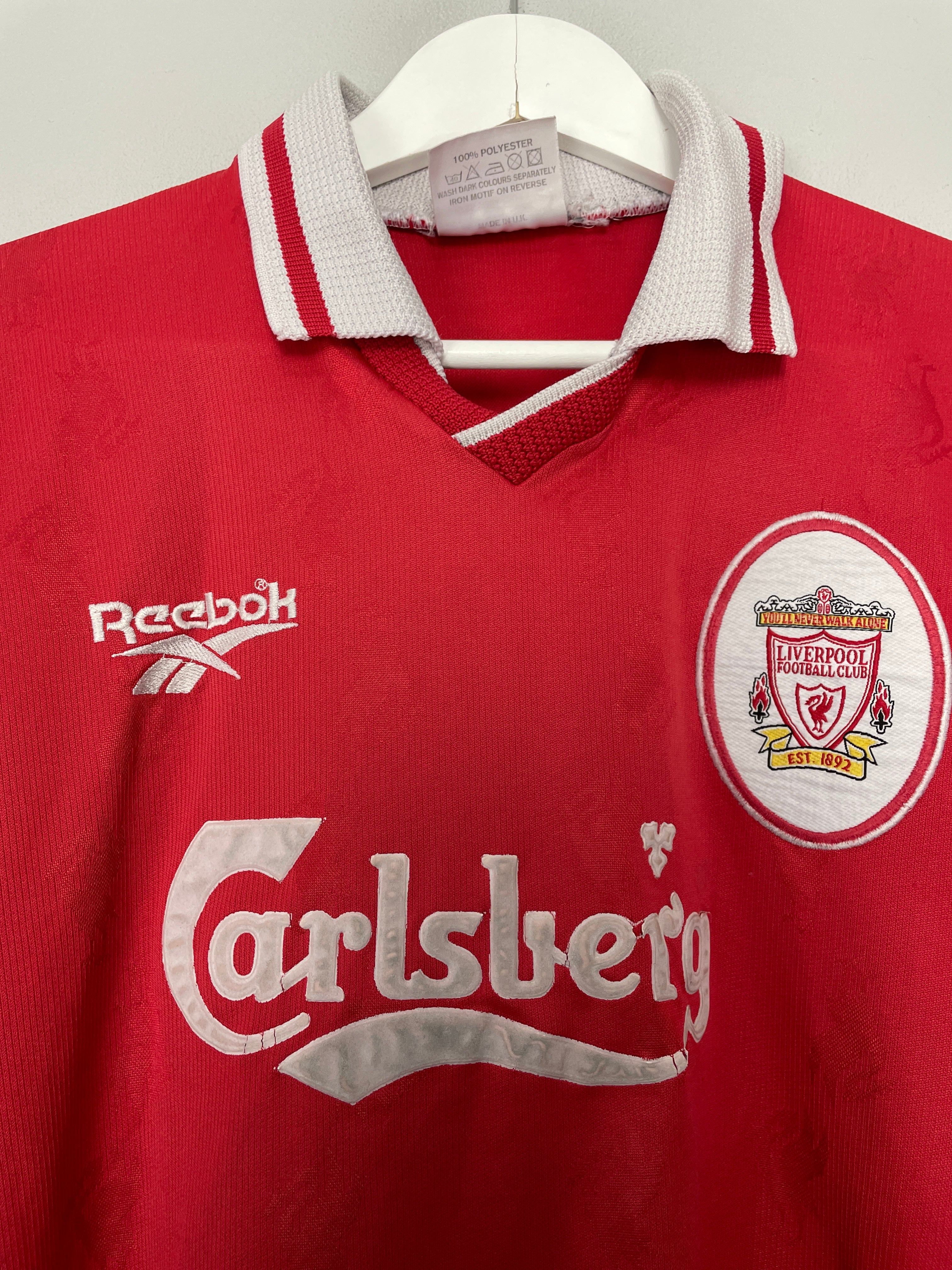 Shop 1996/98 LIVERPOOL HOME SHIRT (S) REEBOK, classic football shirts, vintage football shirts & retro soccer jerseys at Cult Kits