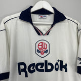 Shop 1995/97 BOLTON WANDERERS HOME SHIRT (M) REEBOK, classic football shirts, vintage football shirts & retro soccer jerseys at Cult Kits