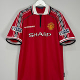 Shop 1998/00 MANCHESTER UNITED BECKHAM #7 *FA CUP* HOME SHIRT (XL) UMBRO, classic football shirts, vintage football shirts & retro soccer jerseys at Cult Kits