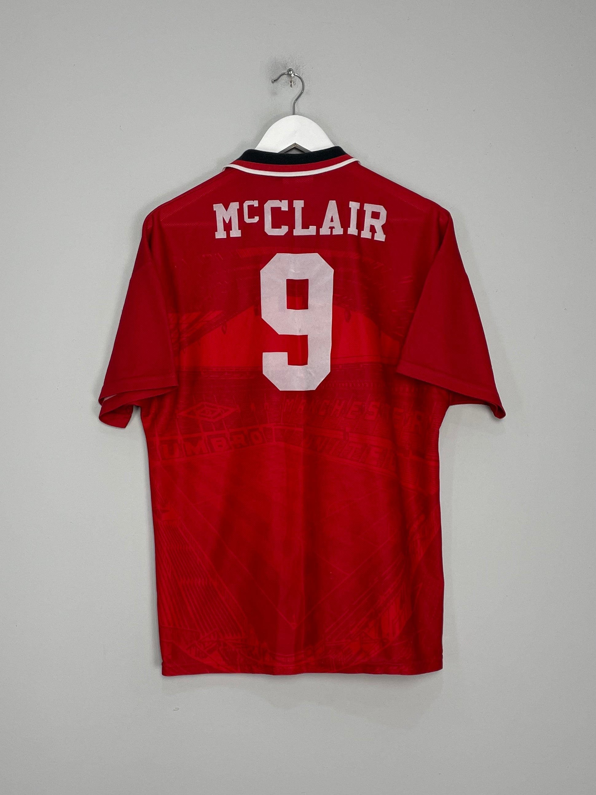 Shop 1994/96 MANCHESTER UNITED MCCLAIR #9 HOME SHIRT (M) UMBRO, classic football shirts, vintage football shirts & retro soccer jerseys at Cult Kits