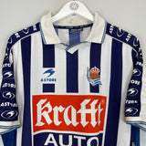 Shop 1998/00 REAL SOCIEDAD #9 HOME SHIRT (XL) ASTORE, classic football shirts, vintage football shirts & retro soccer jerseys at Cult Kits