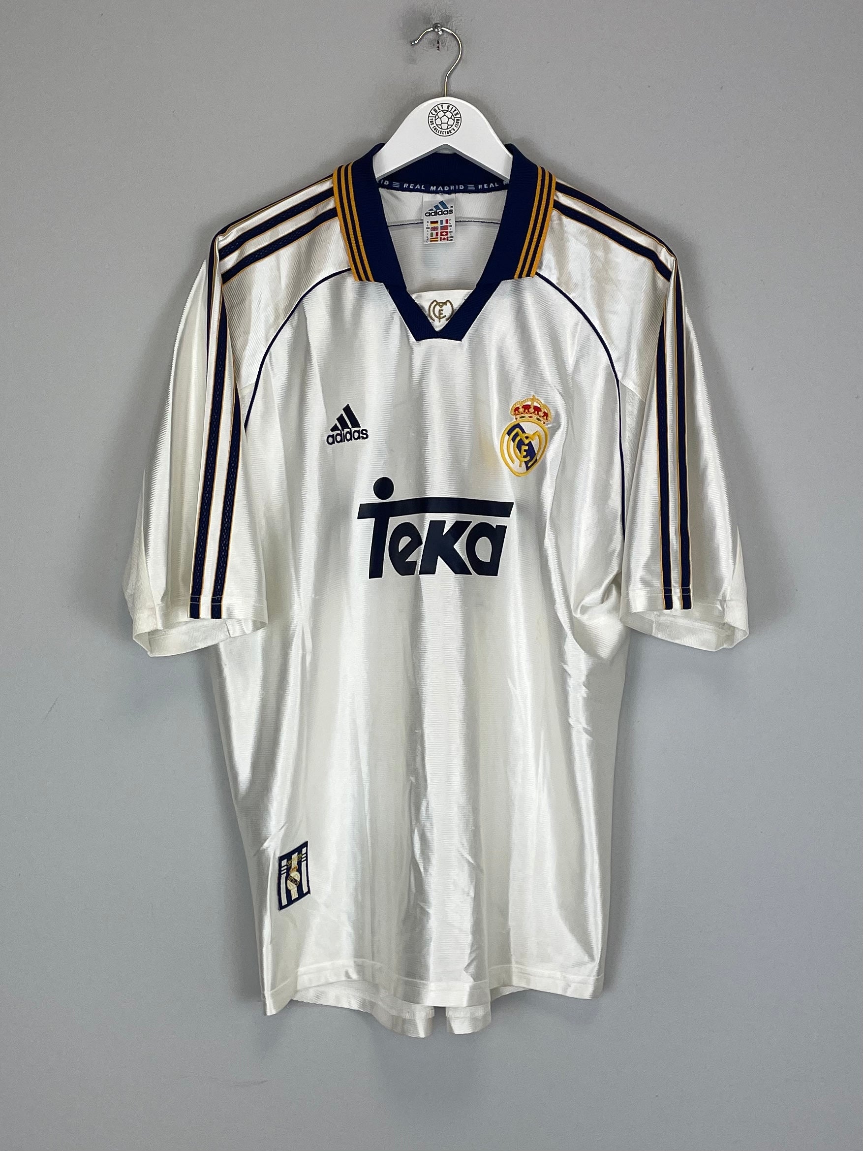 Shop 1998/00 REAL MADRID *EUROPEAN CHAMPIONS* HOME SHIRT L) ADIDAS, classic football shirts, vintage football shirts & retro soccer jerseys at Cult Kits