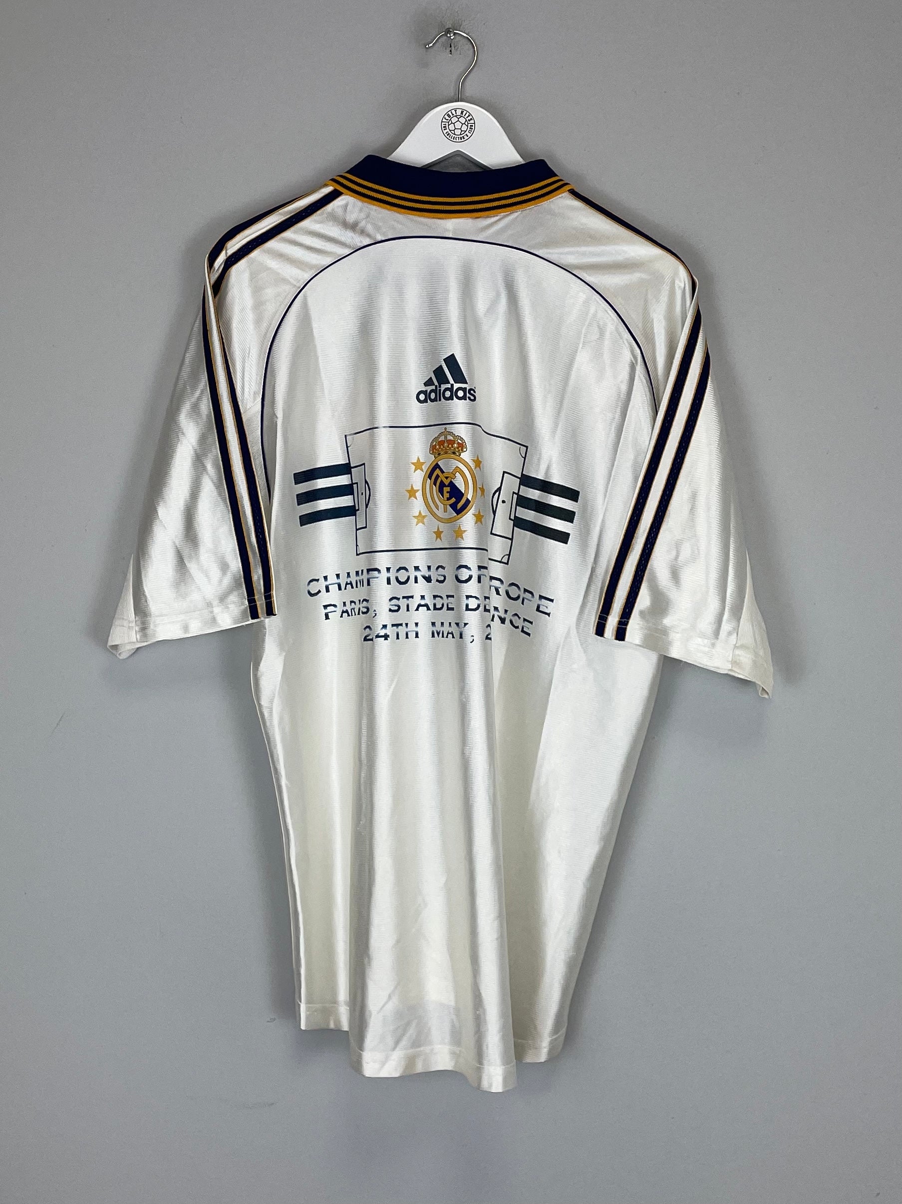 Shop 1998/00 REAL MADRID *EUROPEAN CHAMPIONS* HOME SHIRT L) ADIDAS, classic football shirts, vintage football shirts & retro soccer jerseys at Cult Kits
