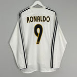 2004/05 REAL MADRID RONALDO #9 *PLAYER ISSUE* L/S HOME SHIRT (L) ADIDAS