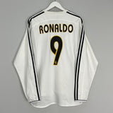 2004/05 REAL MADRID RONALDO #9 *PLAYER ISSUE* L/S HOME SHIRT (L) ADIDAS