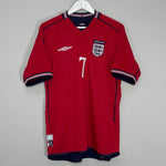 Shop 2002/04 ENGLAND BECKHAM #7 AWAY SHIRT (M) UMBRO, classic football shirts, vintage football shirts & retro soccer jerseys at Cult Kits