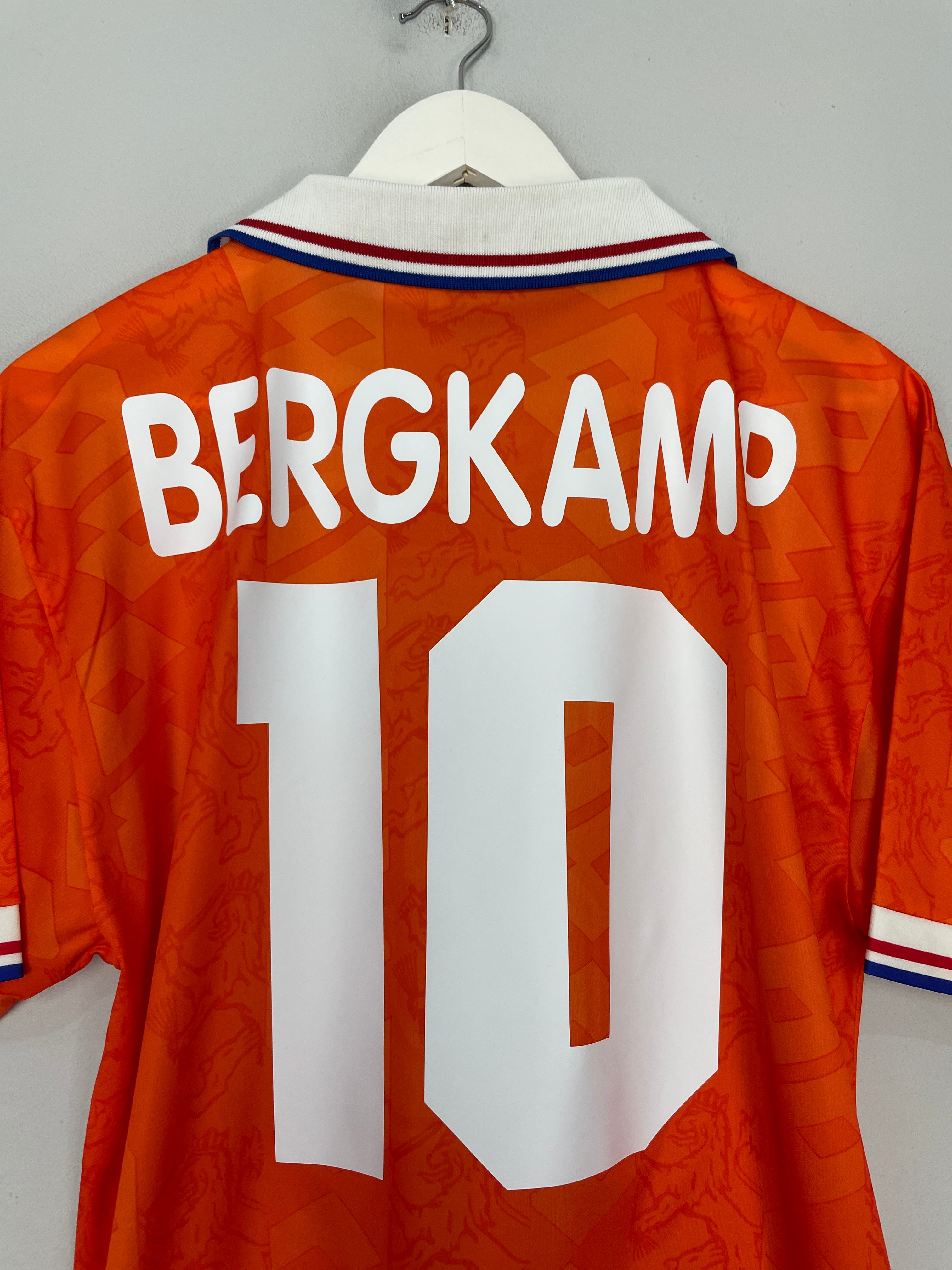 Shop 1994 NETHERLANDS BERGKAMP #10 HOME SHIRT (M) LOTTO, classic football shirts, vintage football shirts & retro soccer jerseys at Cult Kits