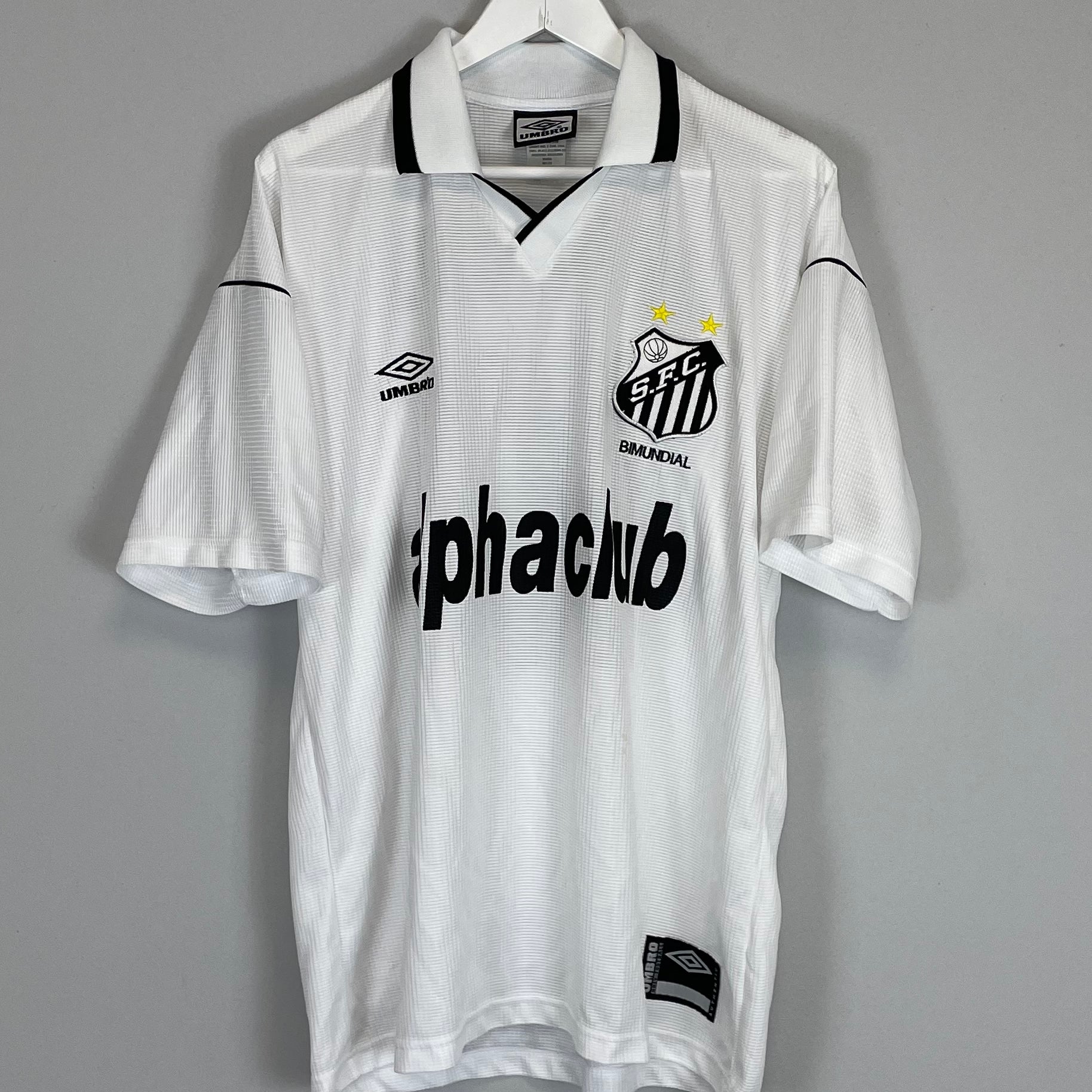 Shop 2000 SANTOS #10 HOME SHIRT (L) UMBRO, classic football shirts, vintage football shirts & retro soccer jerseys at Cult Kits