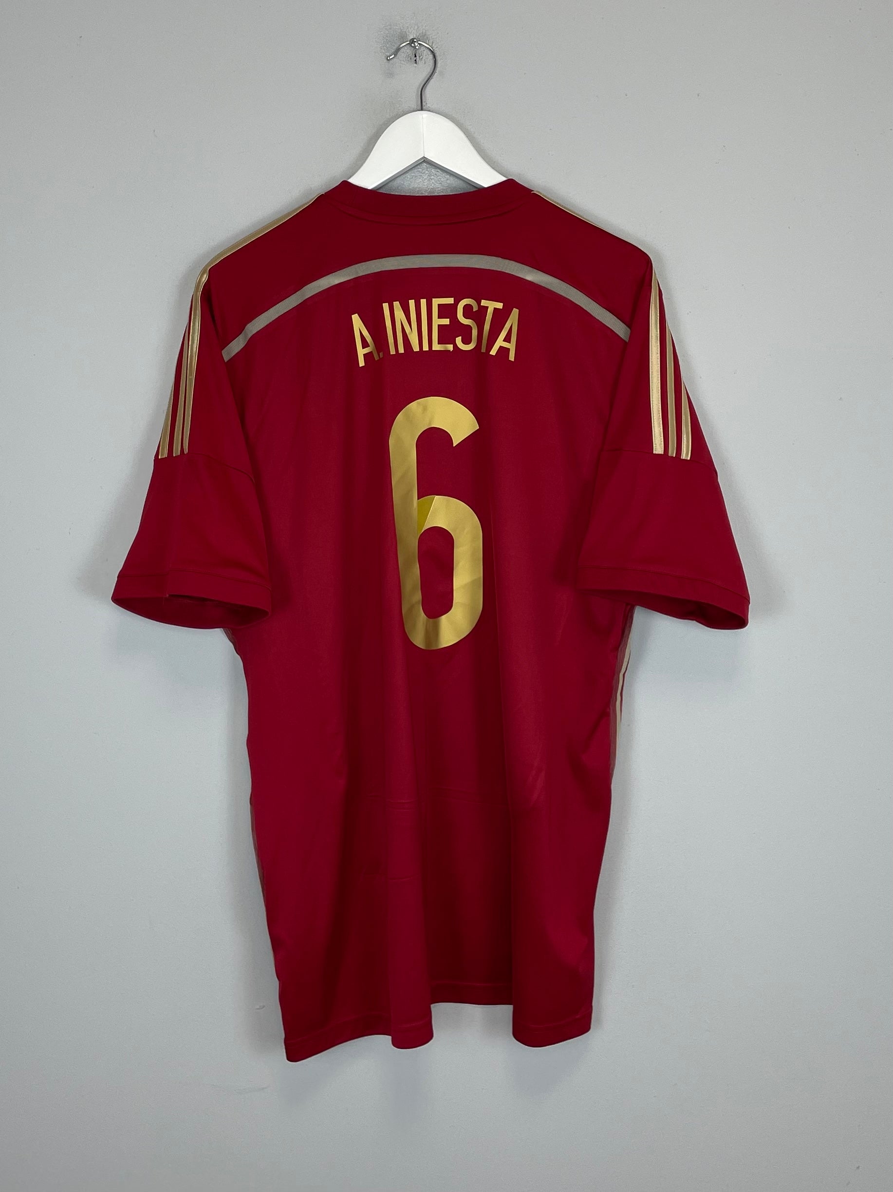 Shop 2013/15 SPAIN A.INIESTA #6 HOME SHIRT (XL) ADIDAS, classic football shirts, vintage football shirts & retro soccer jerseys at Cult Kits