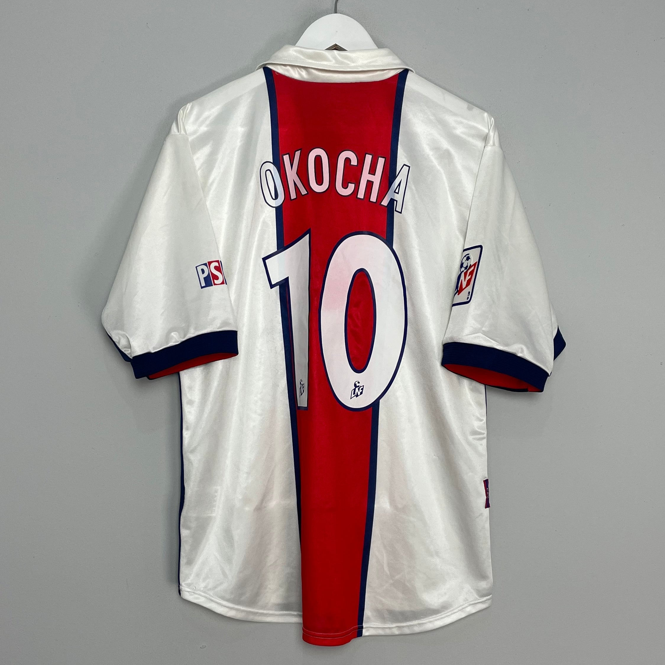 Shop 1996/1998 PSG OKOCHA #10 AWAY SHIRT (L) NIKE, classic football shirts, vintage football shirts & retro soccer jerseys at Cult Kits