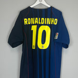 Shop 2004/05 BARCELONA RONALDINHO #10 AWAY SHIRT (XL) NIKE, classic football shirts, vintage football shirts & retro soccer jerseys at Cult Kits