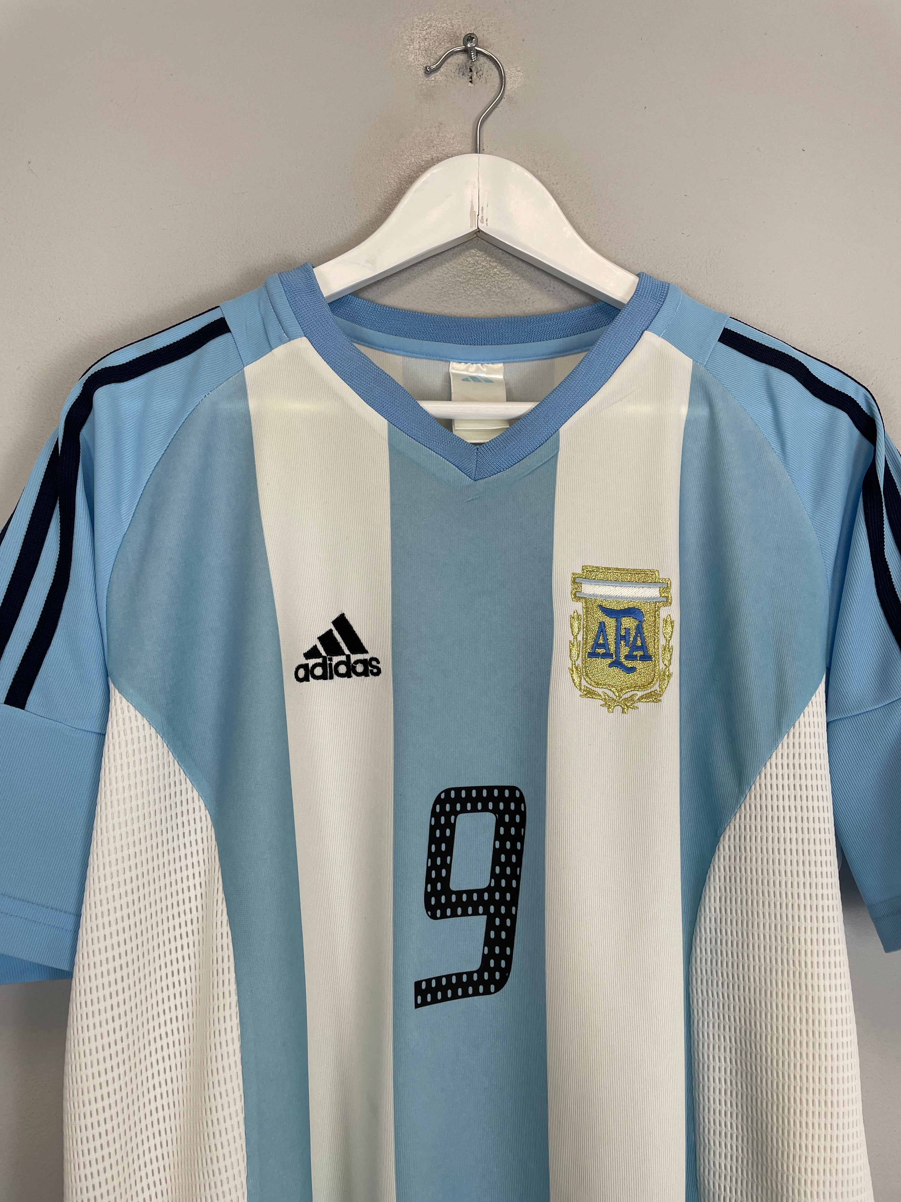 Shop 2002/04 ARGENTINA BATISTUTA #9 HOME SHIRT (L) ADIDAS, classic football shirts, vintage football shirts & retro soccer jerseys at Cult Kits