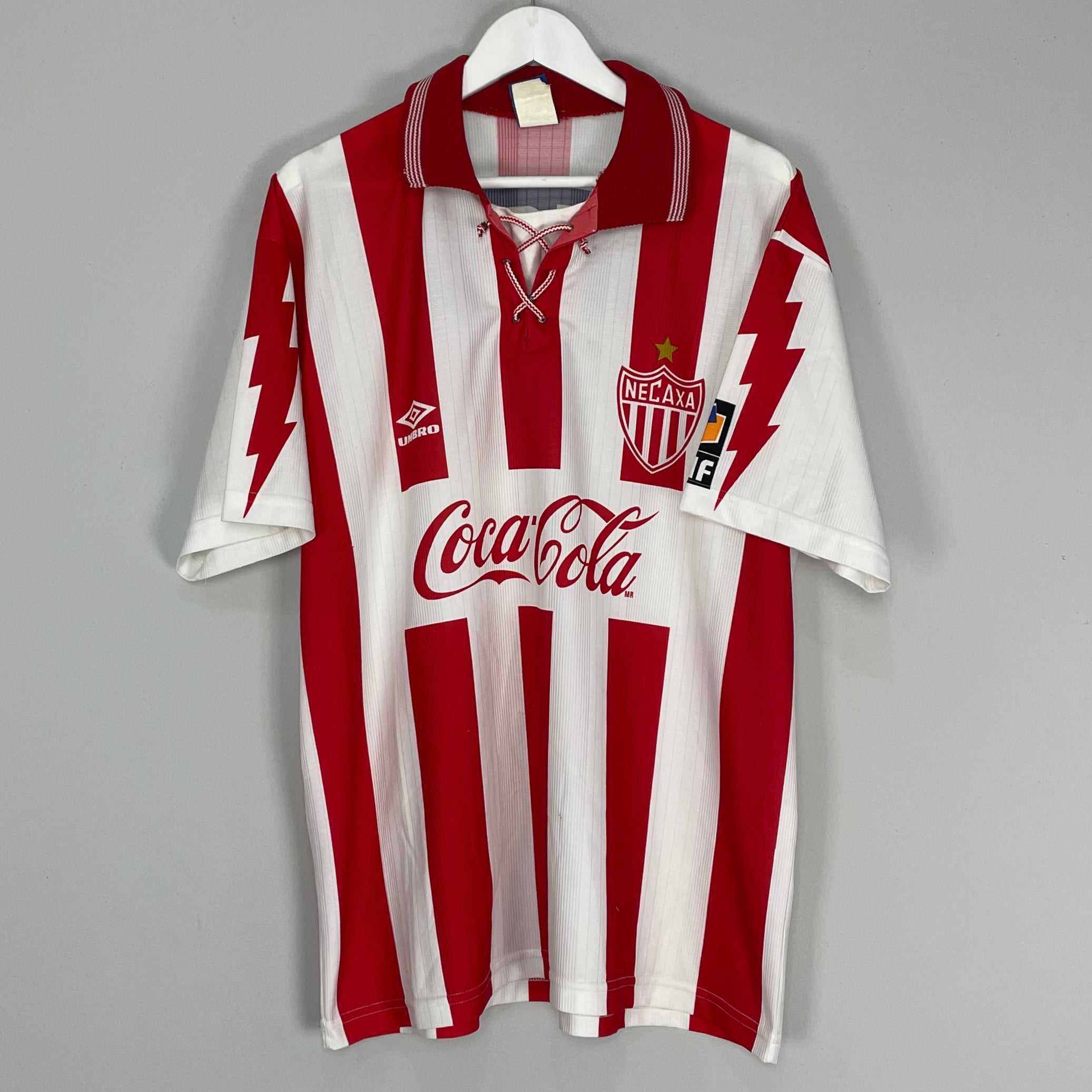Shop 1995/96 NECAXA HOME SHIRT (L) UMBRO, classic football shirts, vintage football shirts & retro soccer jerseys at Cult Kits
