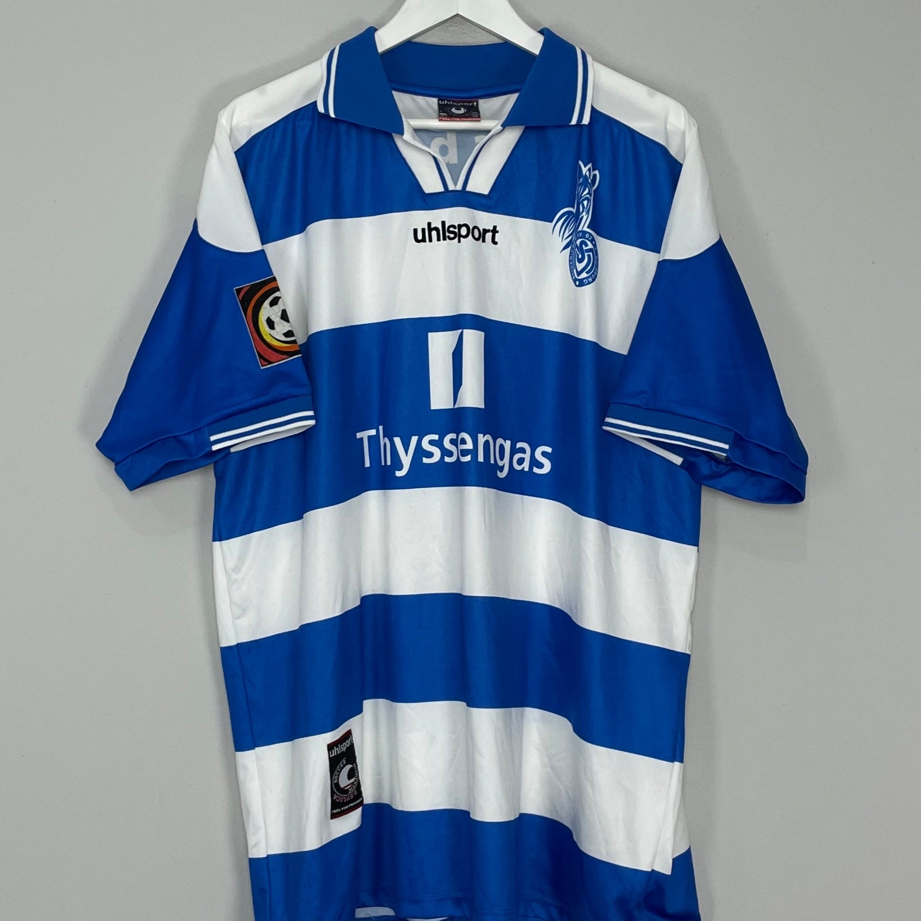 Shop 1999/00 DUISBURG WOHLERT #4 *MATCH ISSUE* HOME SHIRT (XXL) UHLSPORT, classic football shirts, vintage football shirts & retro soccer jerseys at Cult Kits