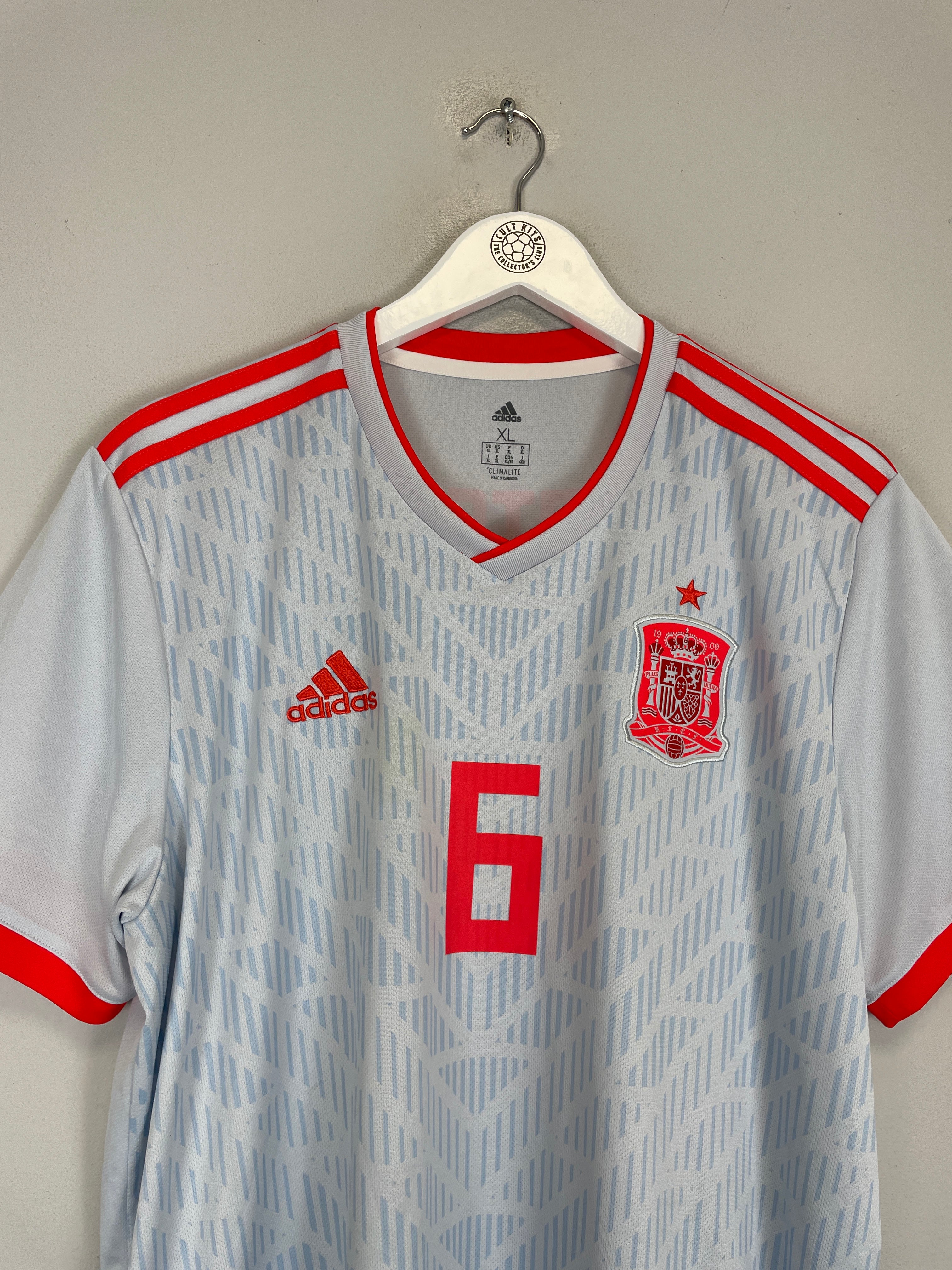 Shop 2018/19 SPAIN A.INIESTA #6 AWAY SHIRT (XL) ADIDAS, classic football shirts, vintage football shirts & retro soccer jerseys at Cult Kits