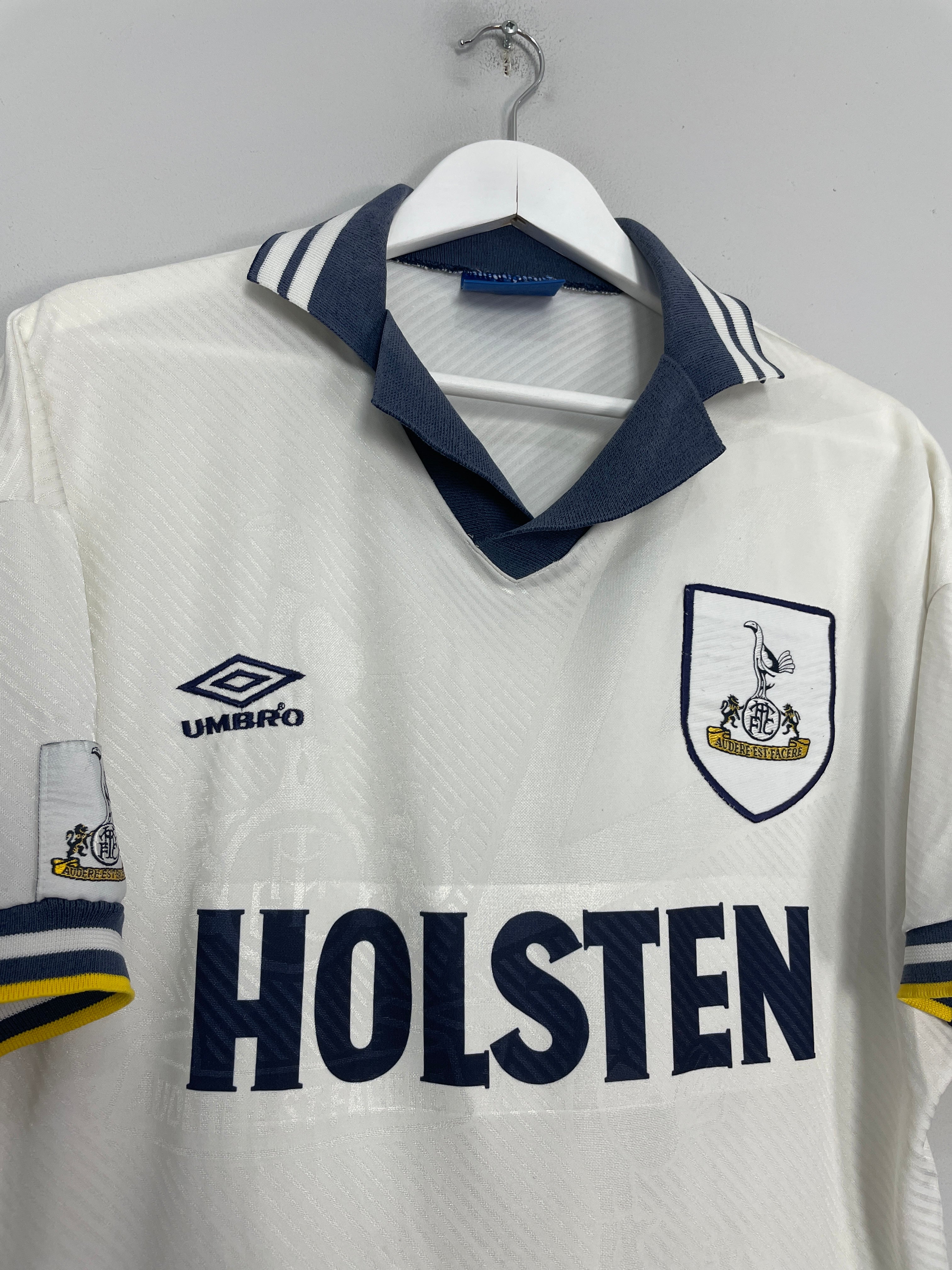 Shop 1993/95 TOTTENHAM HOME SHIRT (L) UMBRO, classic football shirts, vintage football shirts & retro soccer jerseys at Cult Kits