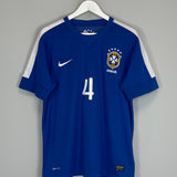 Shop 2013/14 BRAZIL LUIZ #4 AWAY SHIRT (M) NIKE, classic football shirts, vintage football shirts & retro soccer jerseys at Cult Kits