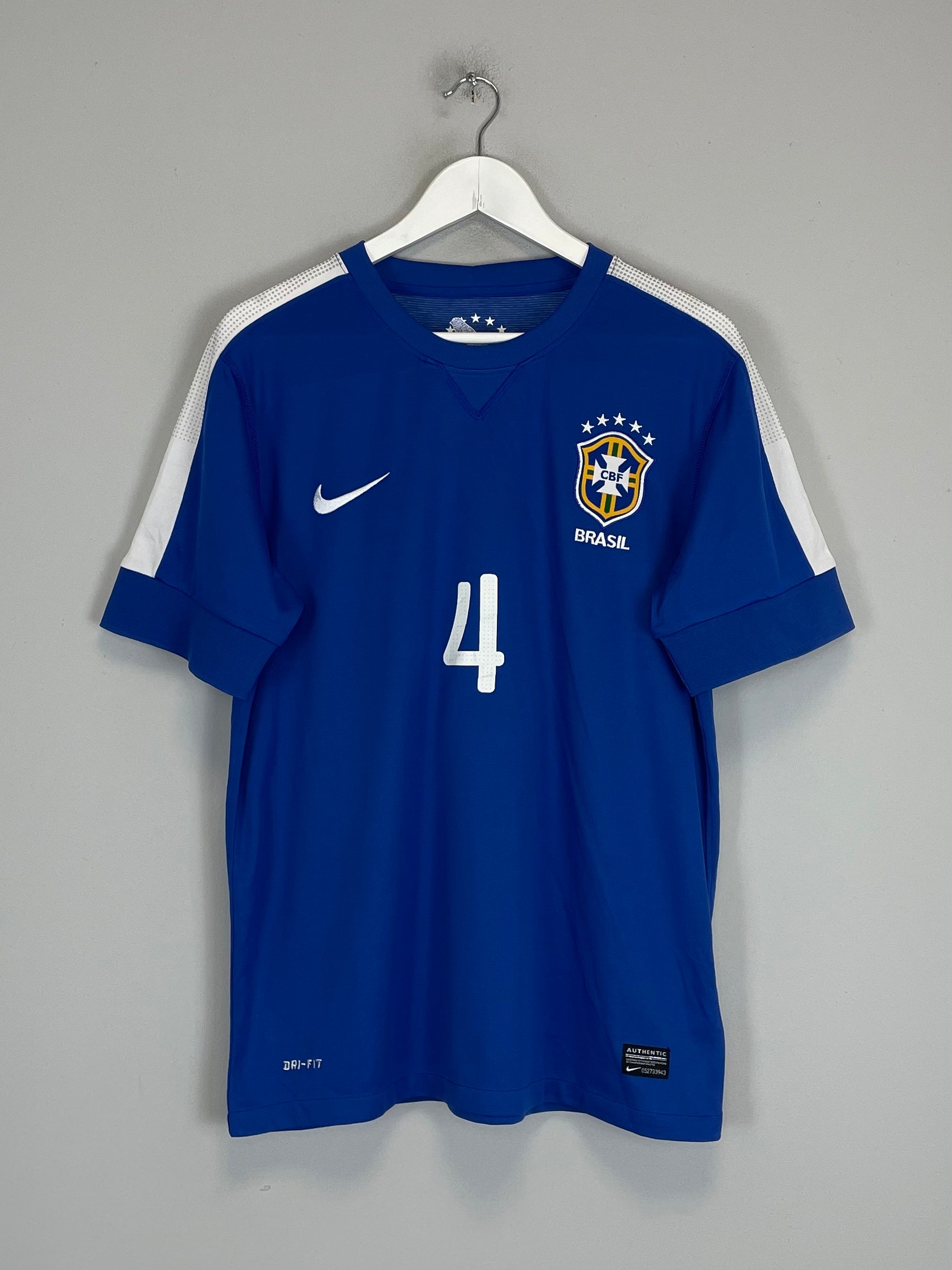 Shop 2013/14 BRAZIL LUIZ #4 AWAY SHIRT (M) NIKE, classic football shirts, vintage football shirts & retro soccer jerseys at Cult Kits