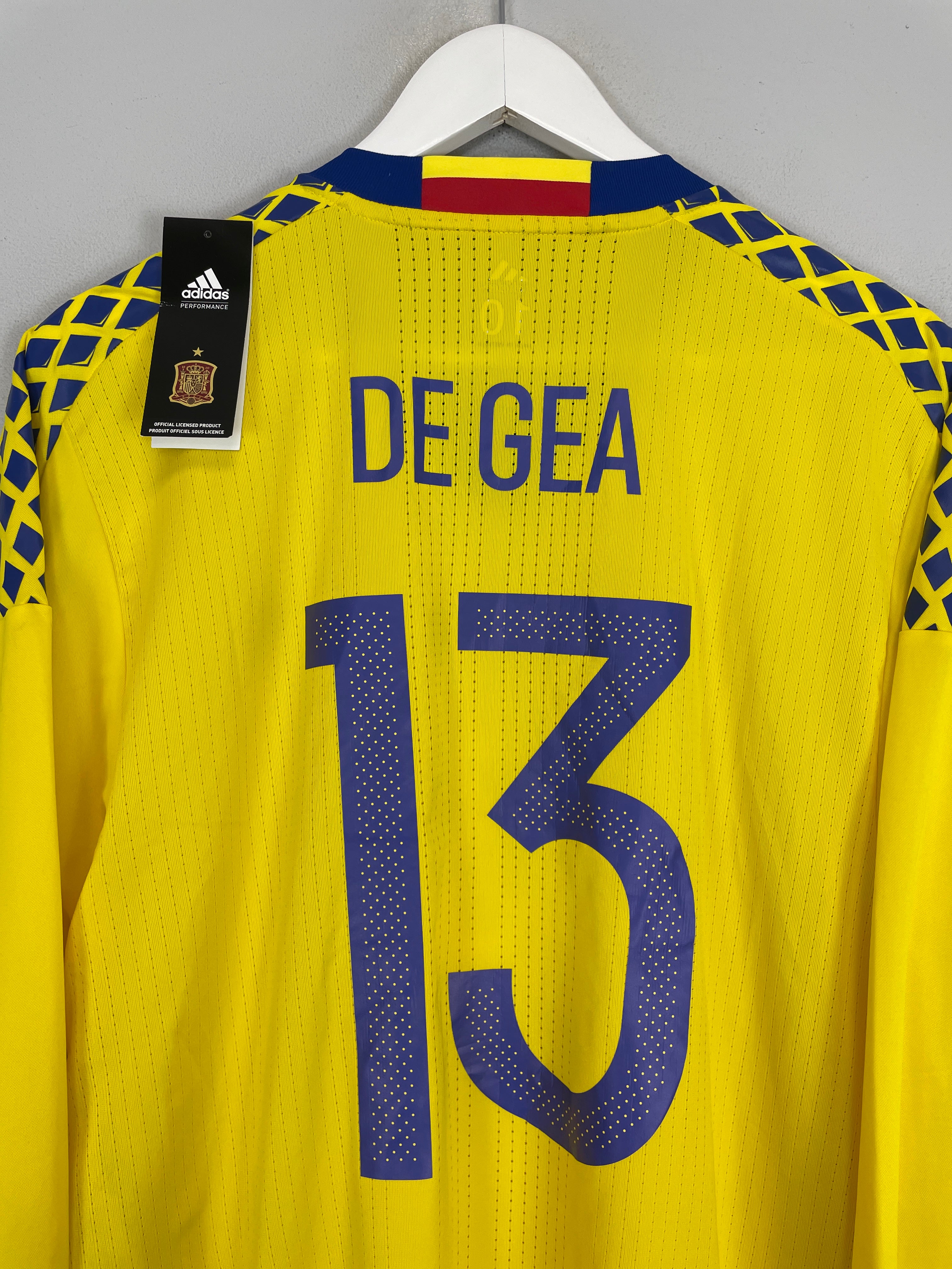 Shop 2016/17 SPAIN DE GEA #13 *PLAYER ISSUE* BNWT GK SHIRT (XL) ADIDAS, classic football shirts, vintage football shirts & retro soccer jerseys at Cult Kits