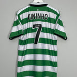 Shop 2004/05 CELTIC JUNINHO #7 *SQUAD SIGNED* HOME SHIRT (L) UMBRO, classic football shirts, vintage football shirts & retro soccer jerseys at Cult Kits