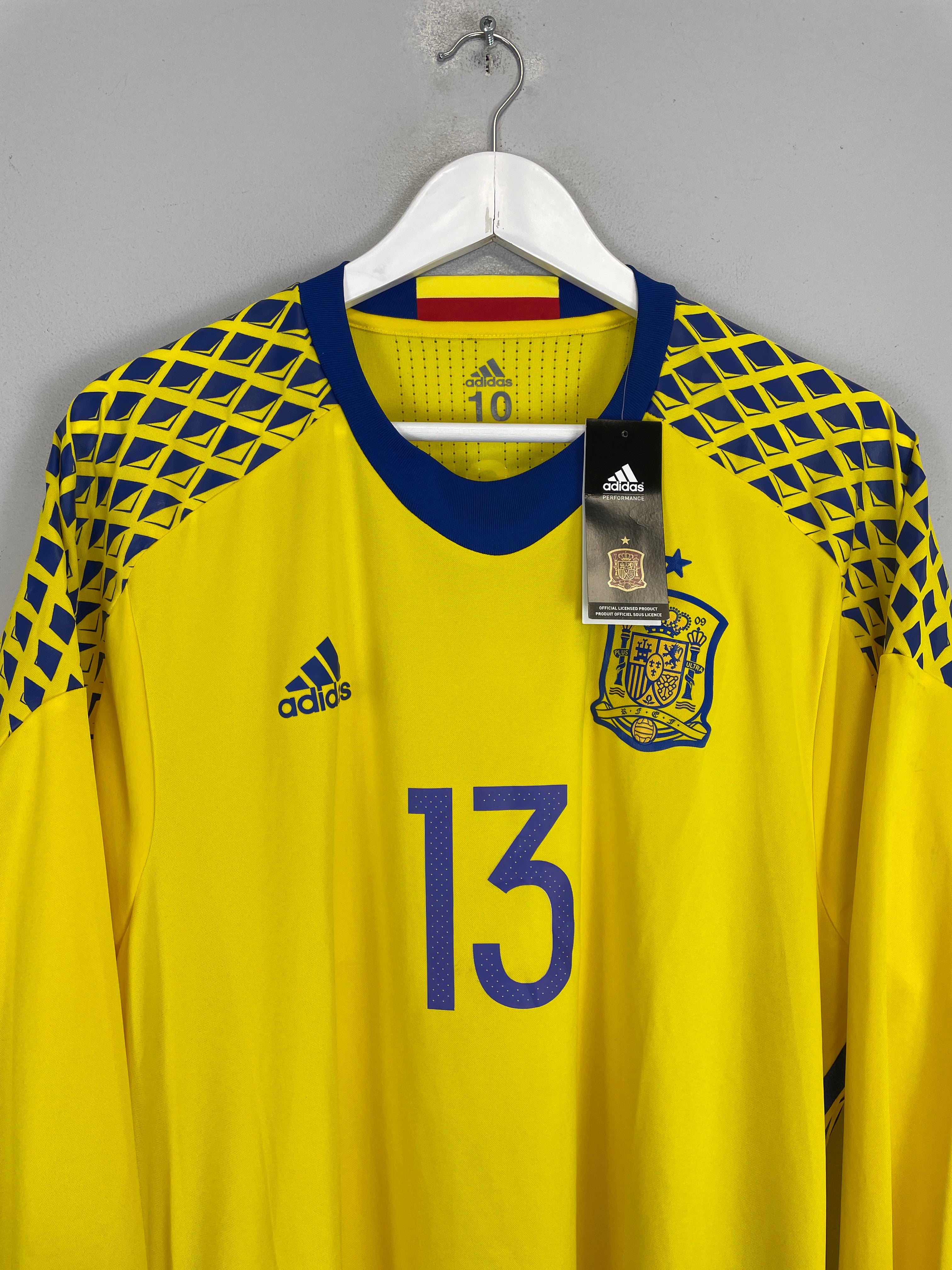 Shop 2016/17 SPAIN DE GEA #13 *PLAYER ISSUE* BNWT GK SHIRT (XL) ADIDAS, classic football shirts, vintage football shirts & retro soccer jerseys at Cult Kits