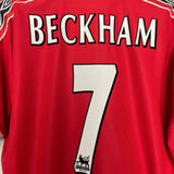 Shop 1998/00 MANCHESTER UNITED BECKHAM #7 HOME SHIRT (L) UMBRO, classic football shirts, vintage football shirts & retro soccer jerseys at Cult Kits