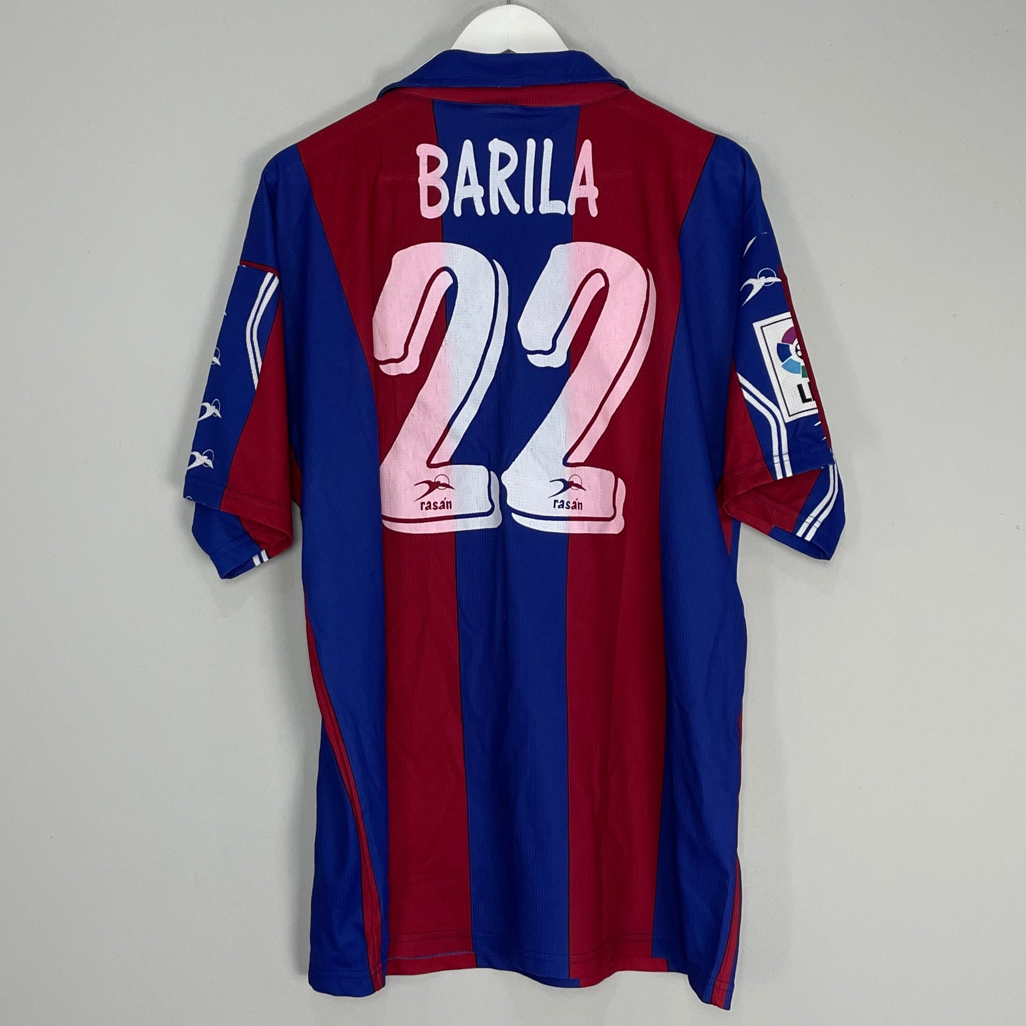 Shop 1997/98 LEVANTE BARILA #22 *PLAYER ISSUE* HOME SHIRT (XXL) RASAN, classic football shirts, vintage football shirts & retro soccer jerseys at Cult Kits