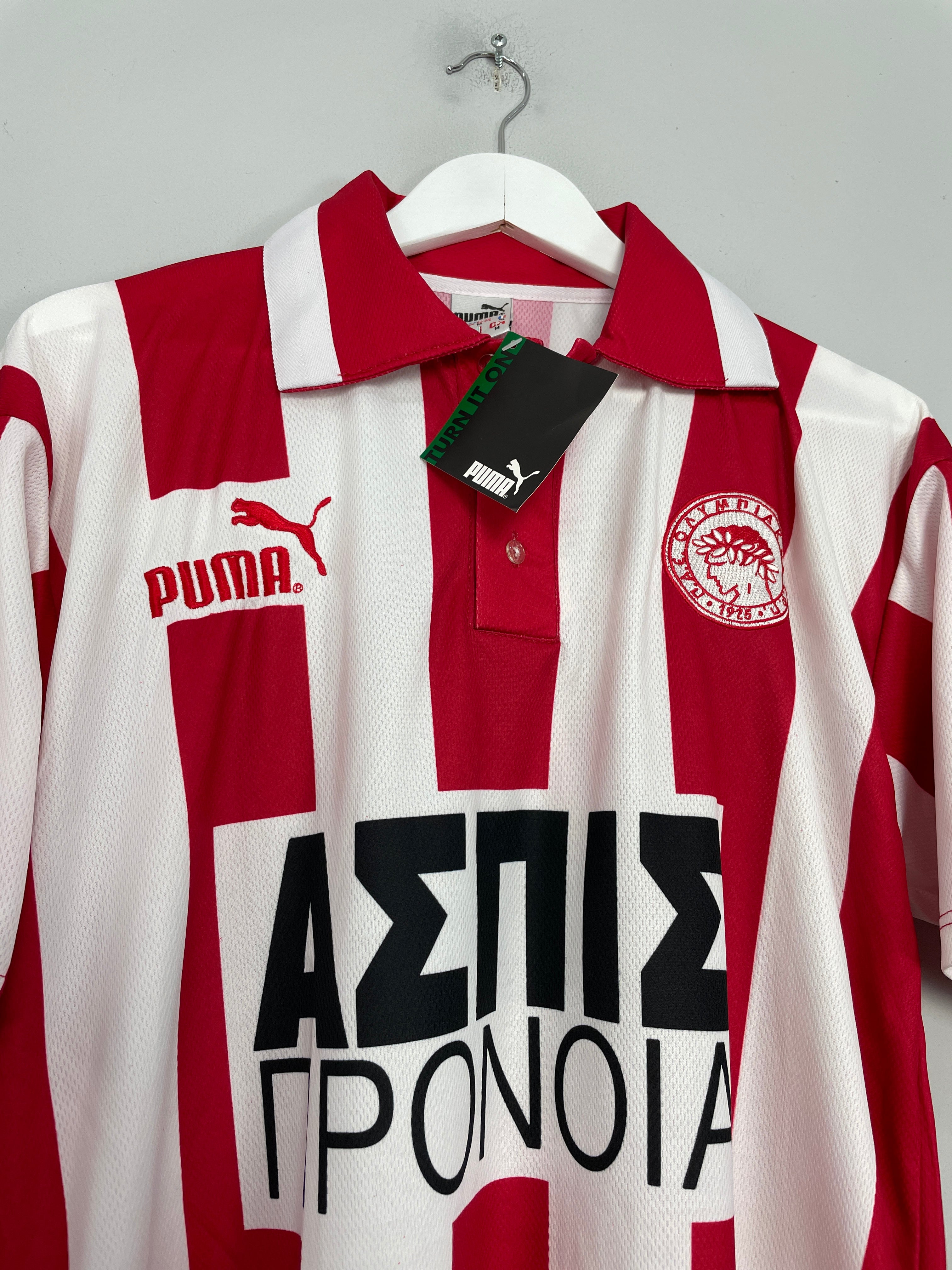 Shop 1997/98 OLYMPIAKOS *BNWT* HOME SHIRT (M) PUMA, classic football shirts, vintage football shirts & retro soccer jerseys at Cult Kits