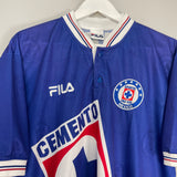 Shop 1998/99 CRUZ AZUL OKAZAKI #57 HOME SHIRT (XL) FILA, classic football shirts, vintage football shirts & retro soccer jerseys at Cult Kits