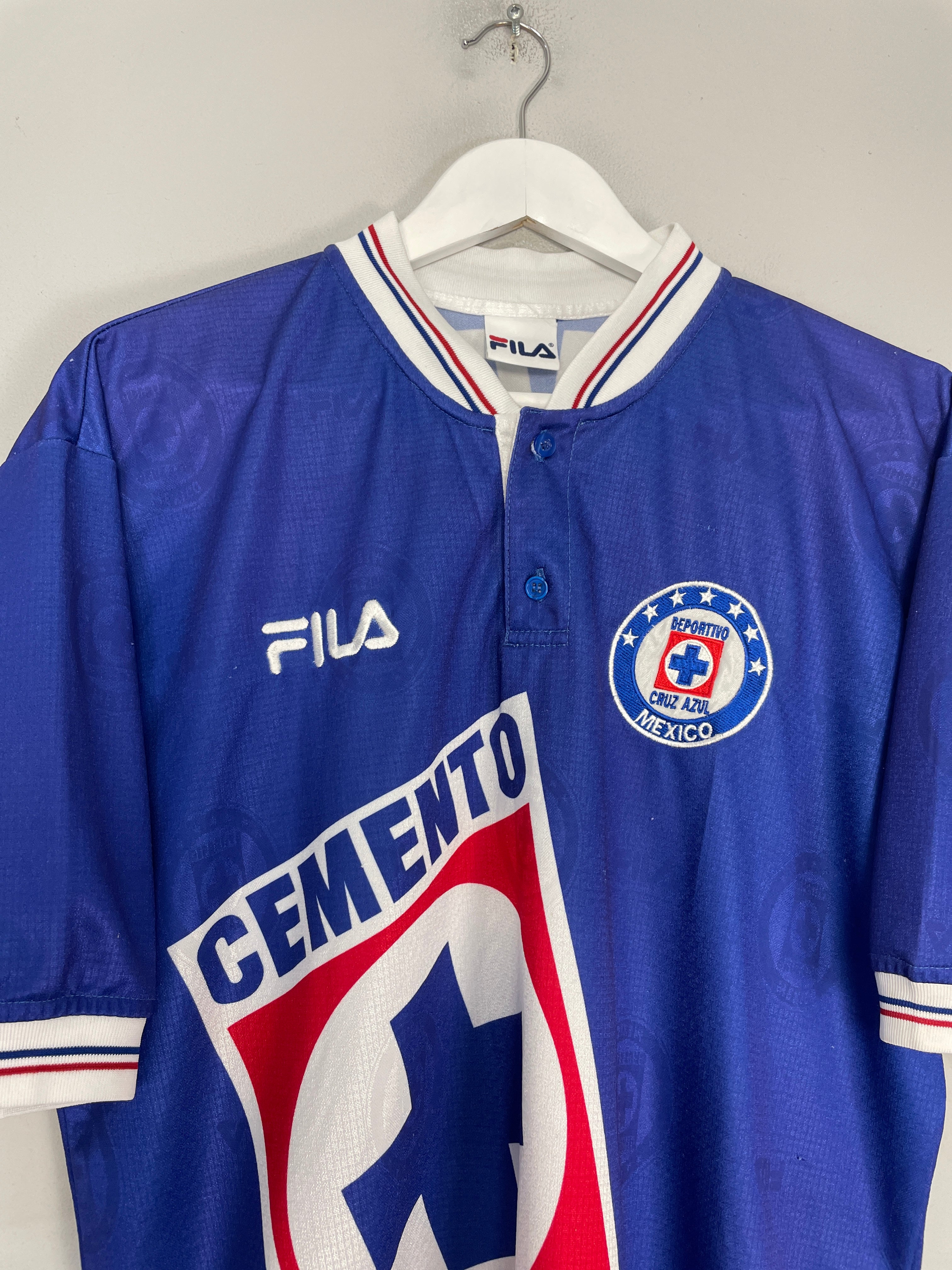 Shop 1998/99 CRUZ AZUL OKAZAKI #57 HOME SHIRT (XL) FILA, classic football shirts, vintage football shirts & retro soccer jerseys at Cult Kits