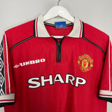 Shop 1998/00 MANCHESTER UNITED BECKHAM #7 HOME SHIRT (L) UMBRO, classic football shirts, vintage football shirts & retro soccer jerseys at Cult Kits