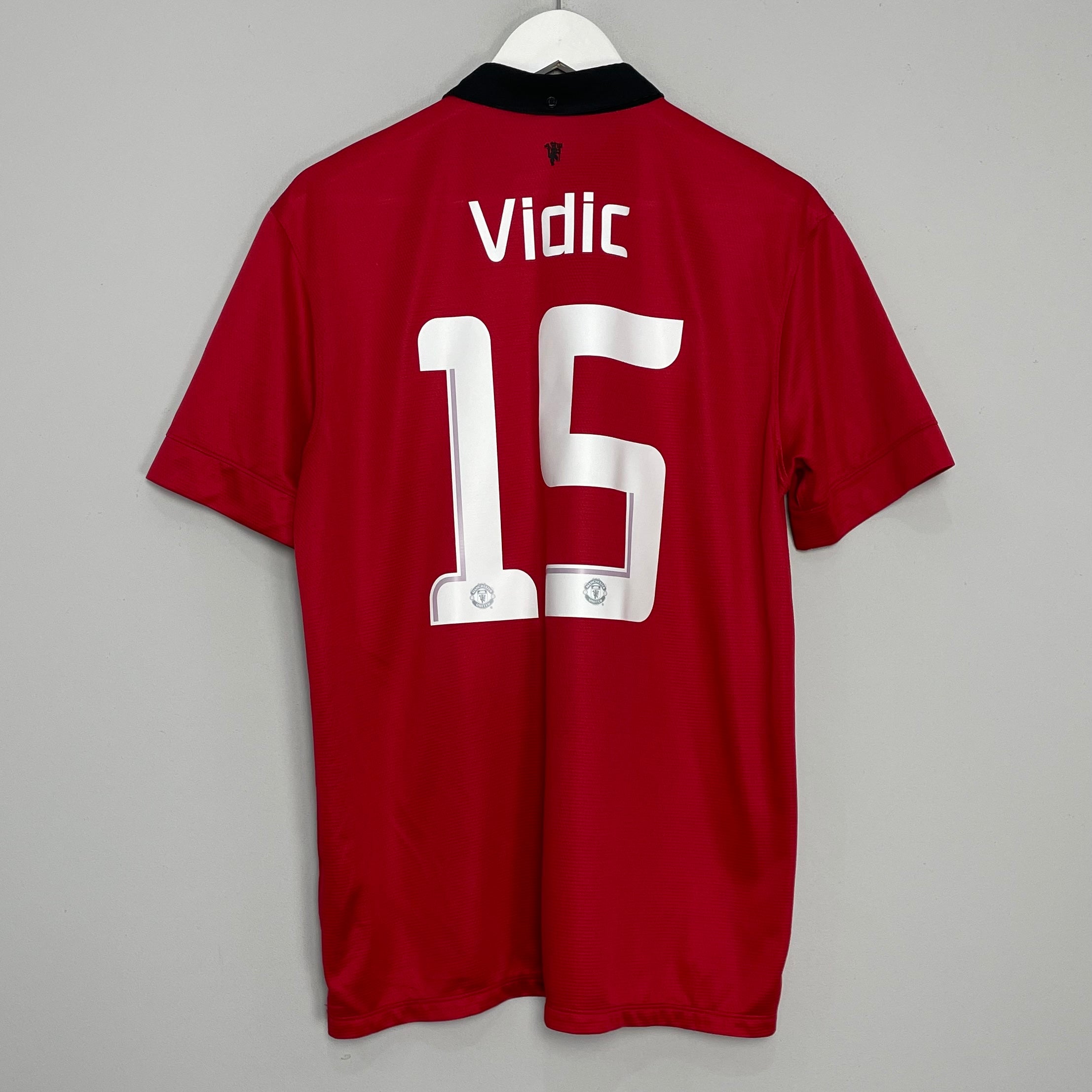 Shop 2013/14 MANCHESTER UNITED VIDIC #15 HOME SHIRT (L) NIKE, classic football shirts, vintage football shirts & retro soccer jerseys at Cult Kits