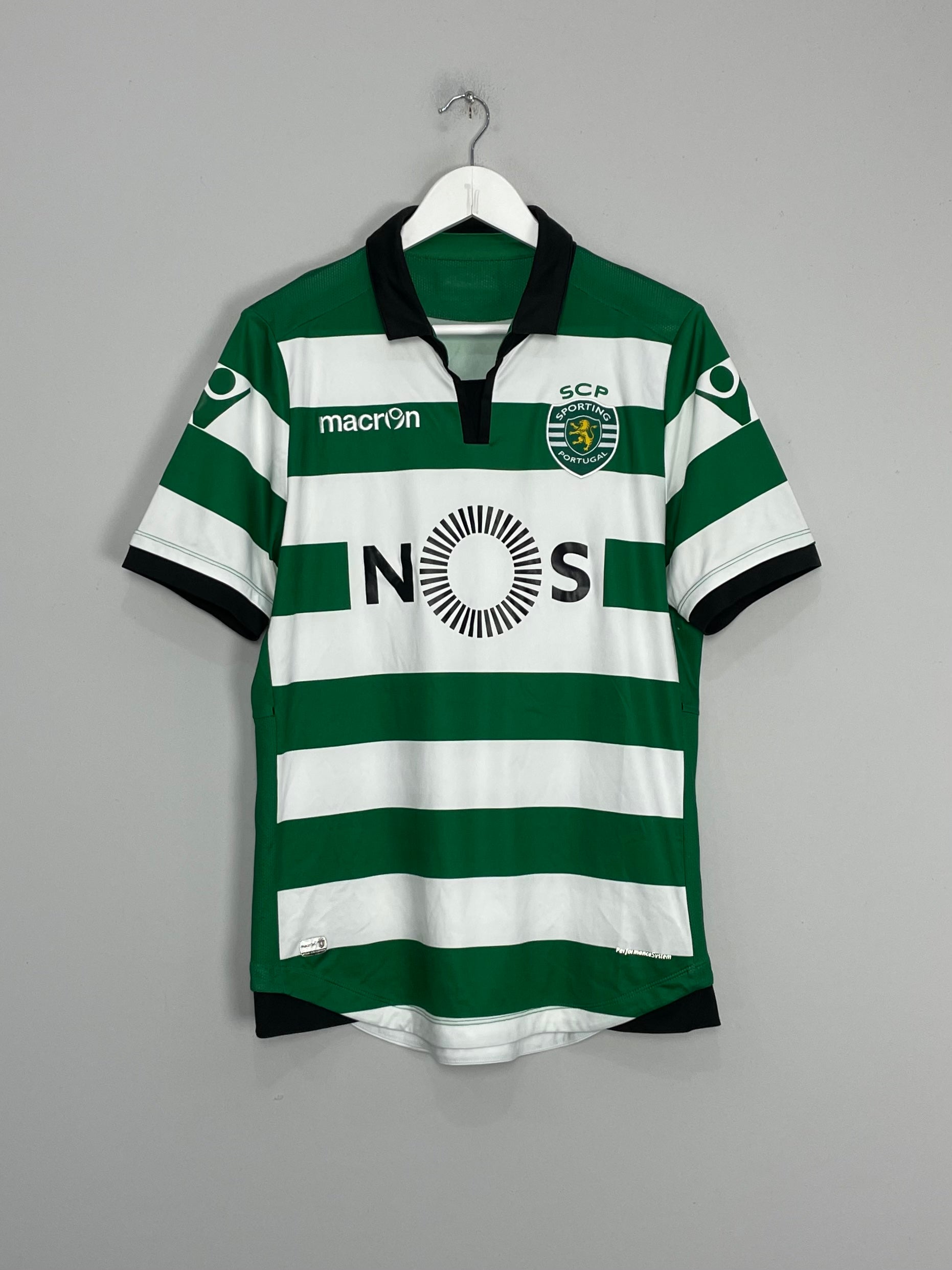 Shop 2016/17 SPORTING CP #7 HOME SHIRT (M) MACRON, classic football shirts, vintage football shirts & retro soccer jerseys at Cult Kits