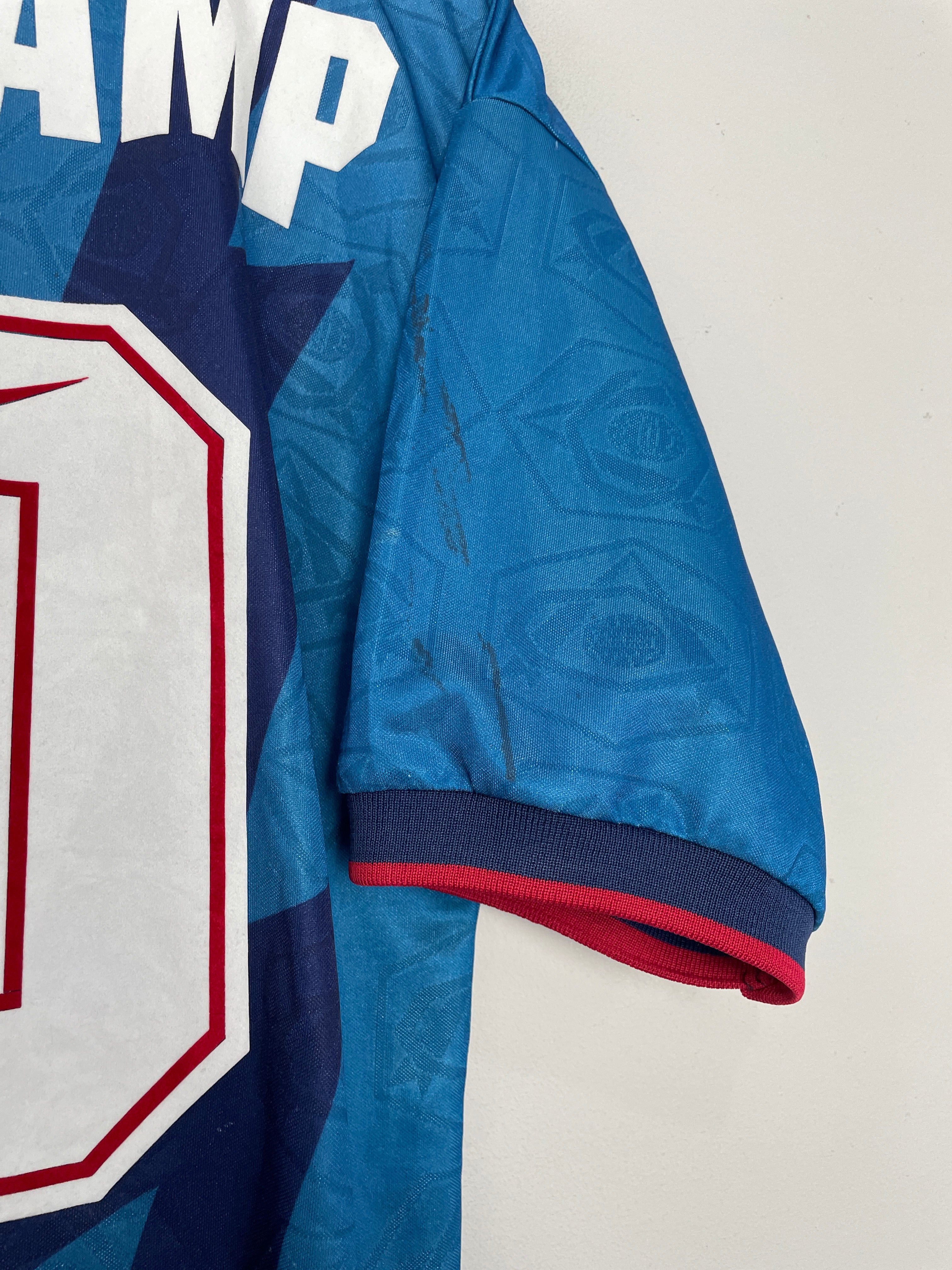 Shop 1995/96 ARSENAL BERGKAMP #10 AWAY SHIRT (XL) NIKE, classic football shirts, vintage football shirts & retro soccer jerseys at Cult Kits
