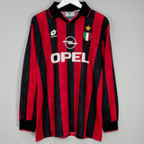 Shop 1994/95 AC MILAN #4 L/S HOME SHIRT (L) LOTTO, classic football shirts, vintage football shirts & retro soccer jerseys at Cult Kits