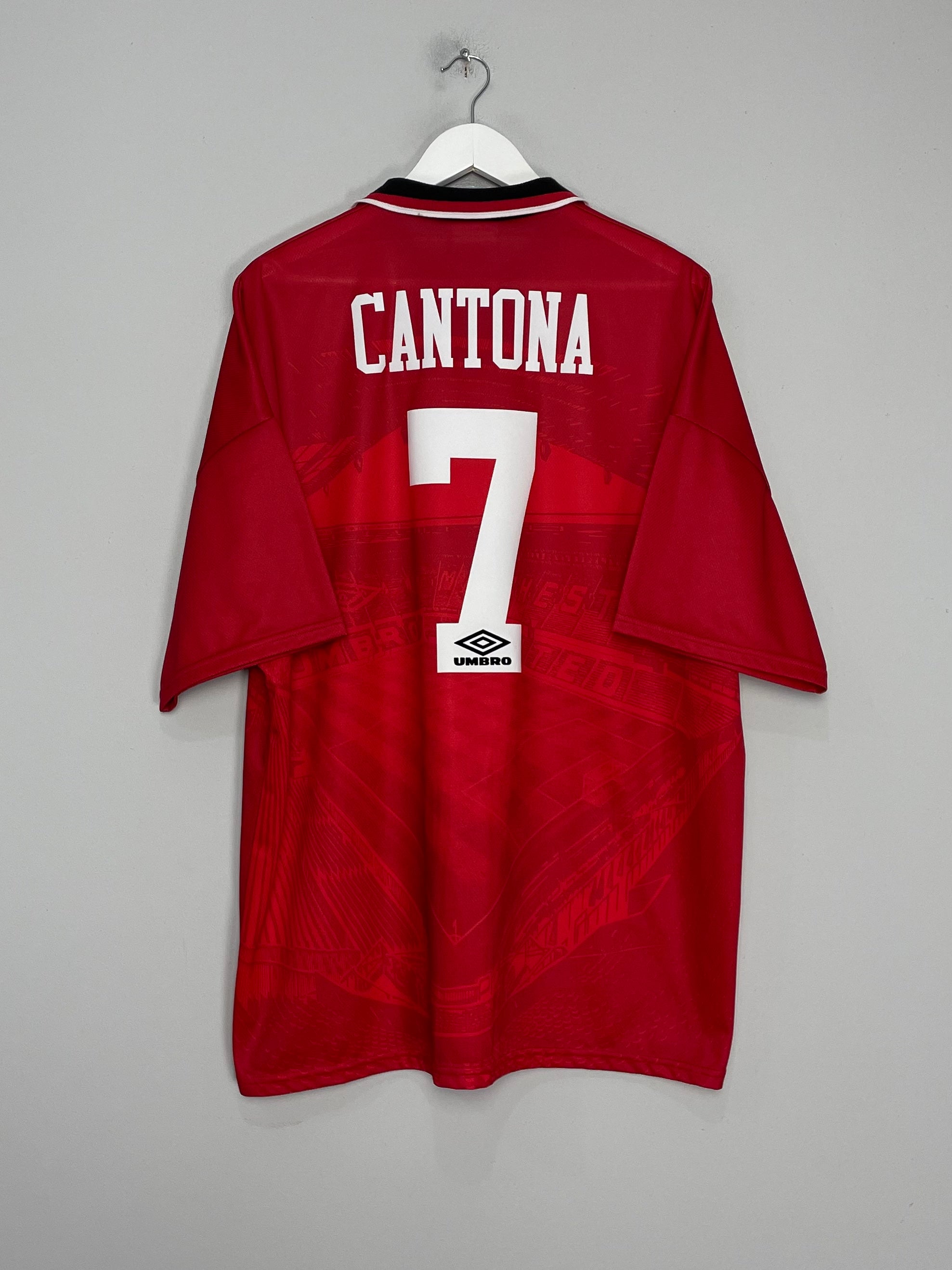 Shop 1994/96 MANCHESTER UNITED CANTONA #7 HOME SHIRT (XXL) UMBRO, classic football shirts, vintage football shirts & retro soccer jerseys at Cult Kits
