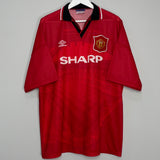 Shop 1994/96 MANCHESTER UNITED CANTONA #7 HOME SHIRT (XXL) UMBRO, classic football shirts, vintage football shirts & retro soccer jerseys at Cult Kits