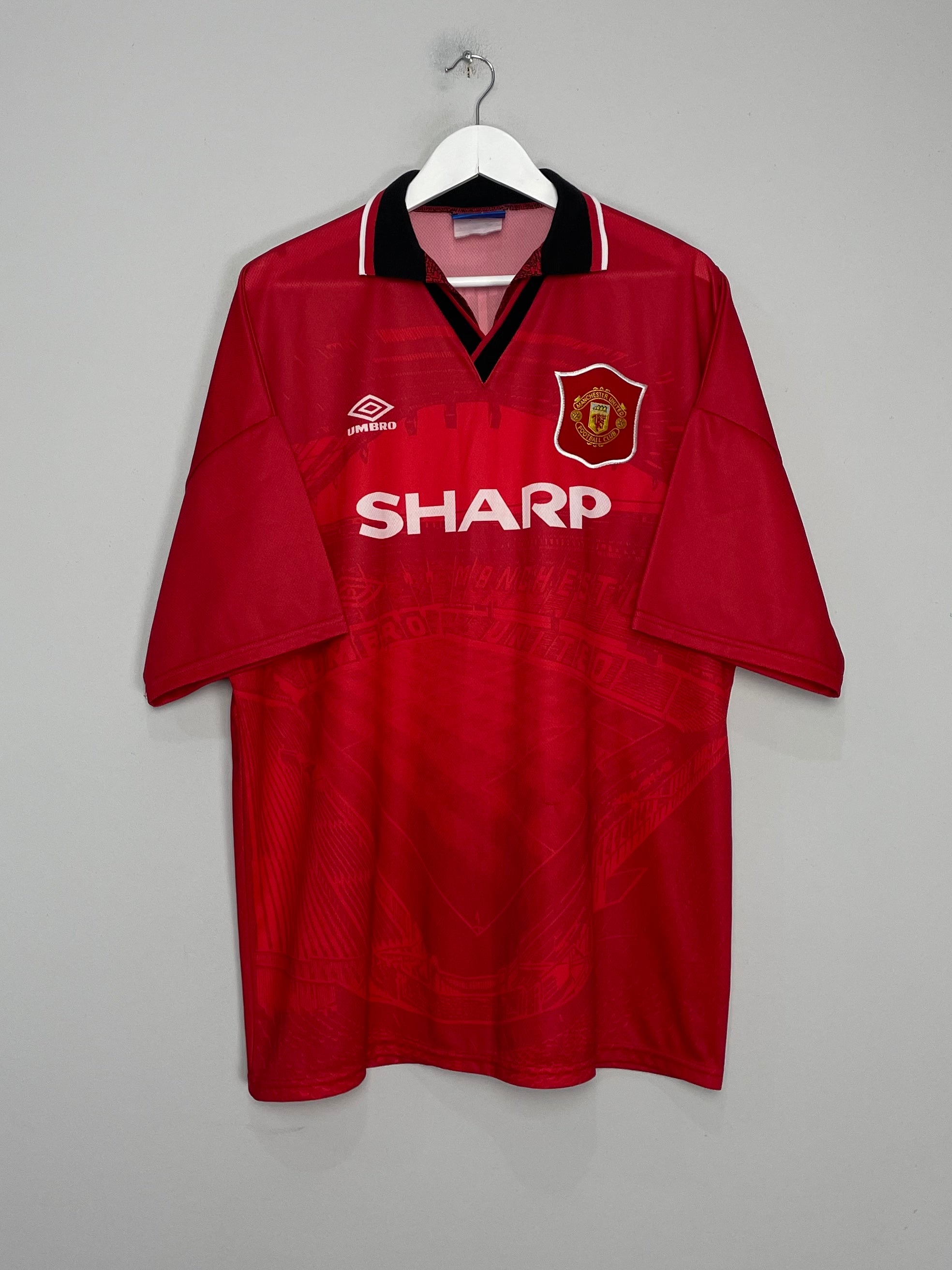 Shop 1994/96 MANCHESTER UNITED CANTONA #7 HOME SHIRT (XXL) UMBRO, classic football shirts, vintage football shirts & retro soccer jerseys at Cult Kits