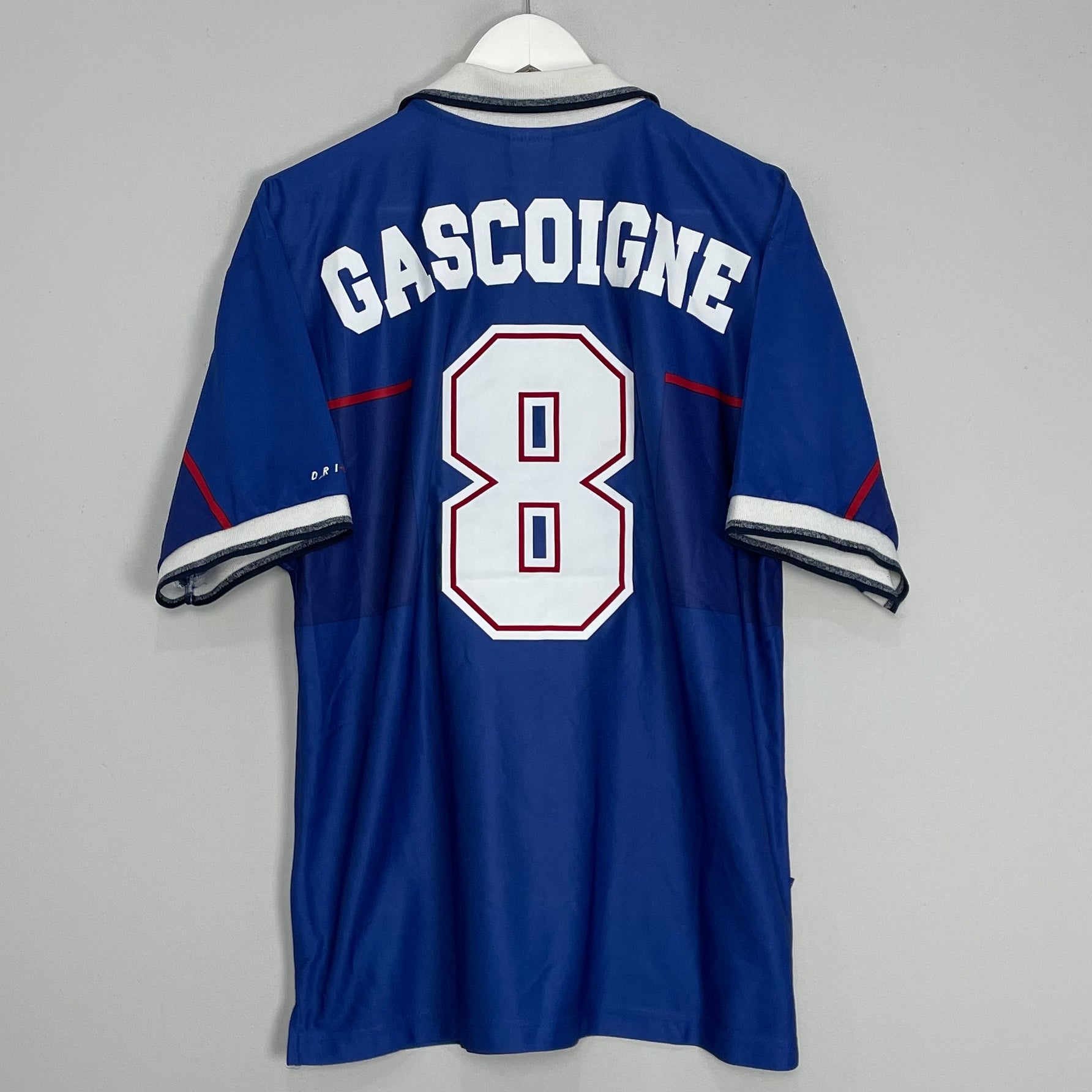 Shop 1997/99 RANGERS GASCOIGNE #8 HOME SHIRT (L) NIKE, classic football shirts, vintage football shirts & retro soccer jerseys at Cult Kits