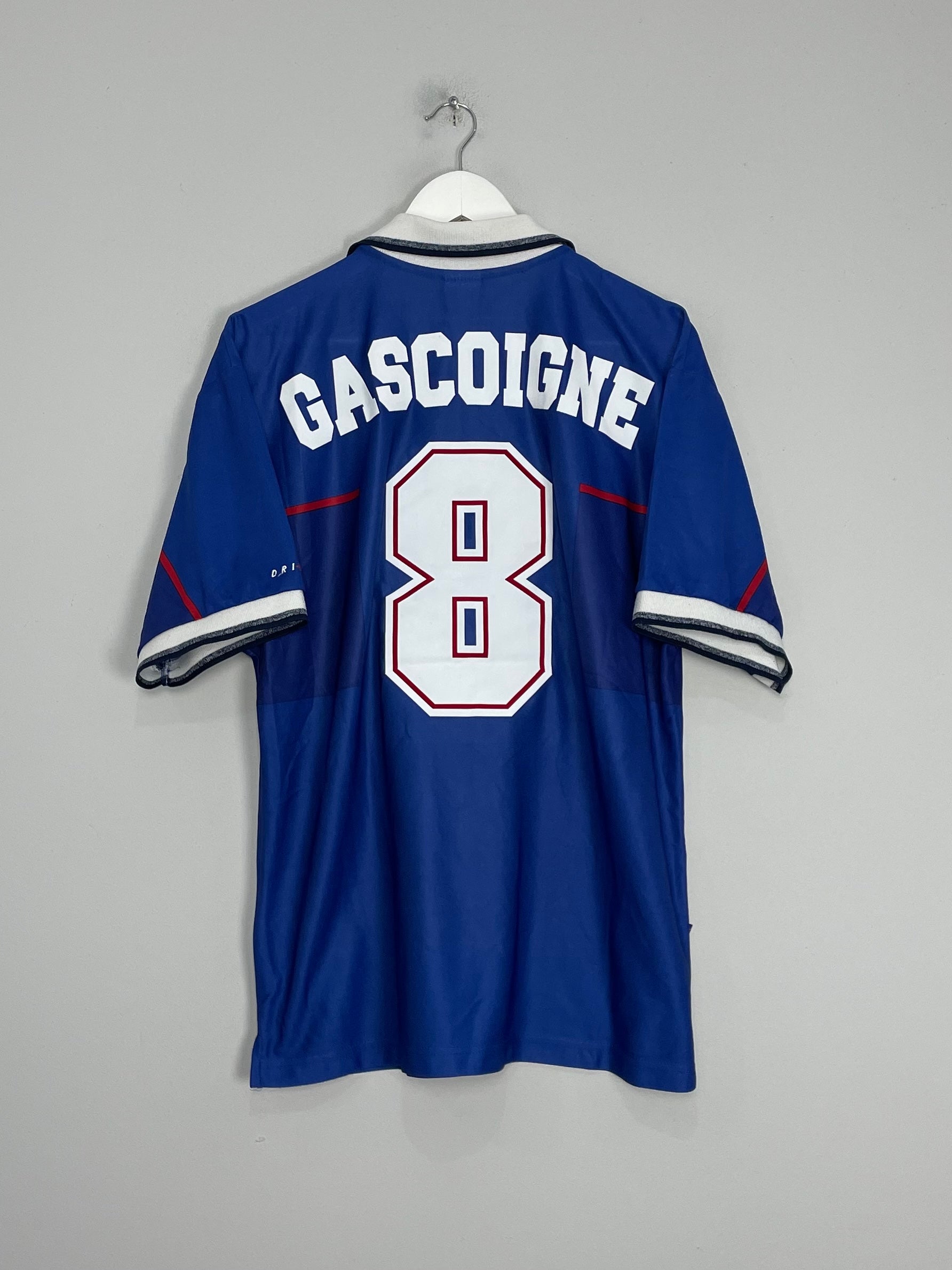 Shop 1997/99 RANGERS GASCOIGNE #8 HOME SHIRT (L) NIKE, classic football shirts, vintage football shirts & retro soccer jerseys at Cult Kits