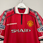 Shop 1998/00 MANCHESTER UNITED BECKHAM #7 *FA CUP* HOME SHIRT (XL) UMBRO, classic football shirts, vintage football shirts & retro soccer jerseys at Cult Kits