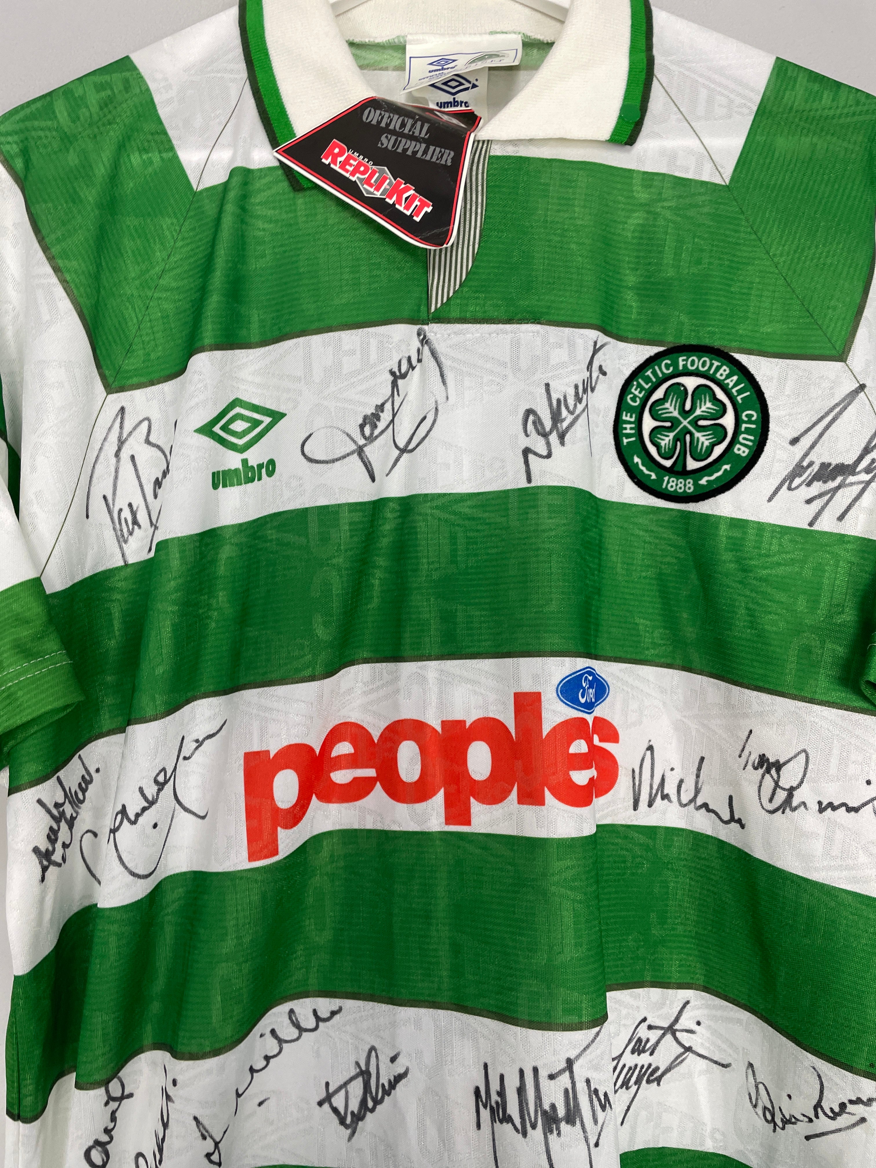 Shop 1991/92 CELTIC *SQUAD SIGNED* BNWT HOME SHIRT (L) UMBRO, classic football shirts, vintage football shirts & retro soccer jerseys at Cult Kits