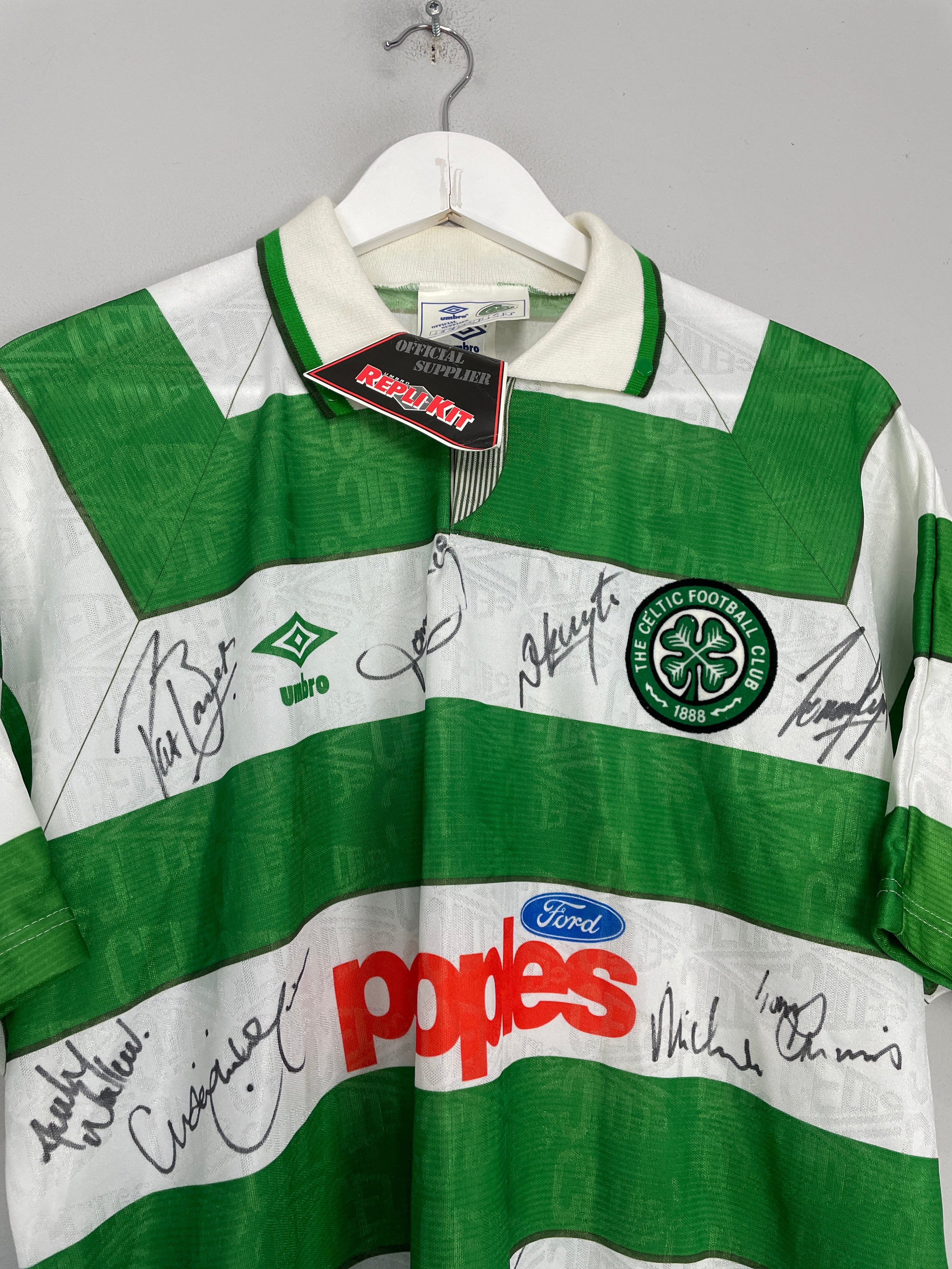 Shop 1991/92 CELTIC *SQUAD SIGNED* BNWT HOME SHIRT (L) UMBRO, classic football shirts, vintage football shirts & retro soccer jerseys at Cult Kits
