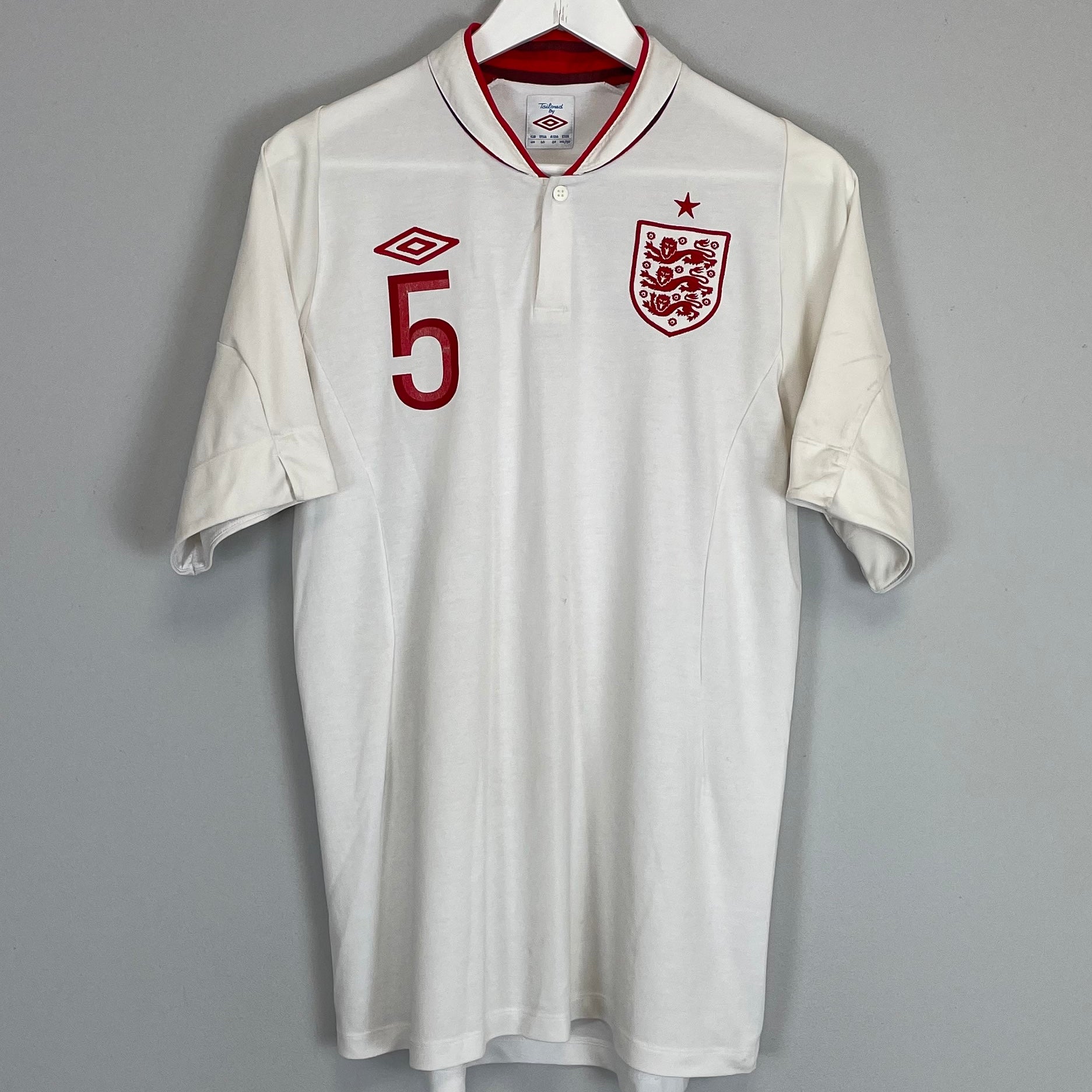 Shop 2012/13 ENGLAND #5 HOME SHIRT (M) UMBRO, classic football shirts, vintage football shirts & retro soccer jerseys at Cult Kits