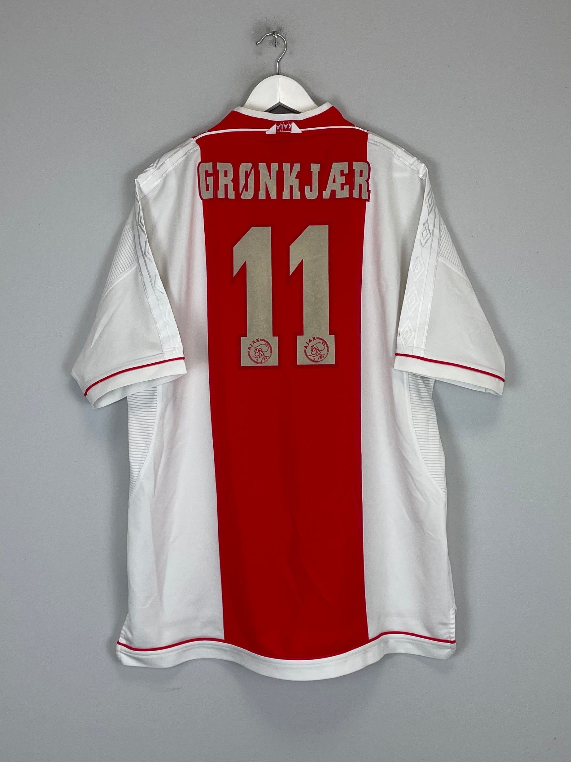 Shop 1999/00 AJAX GRONKJAER #11 HOME SHIRT (XXL) UMBRO, classic football shirts, vintage football shirts & retro soccer jerseys at Cult Kits