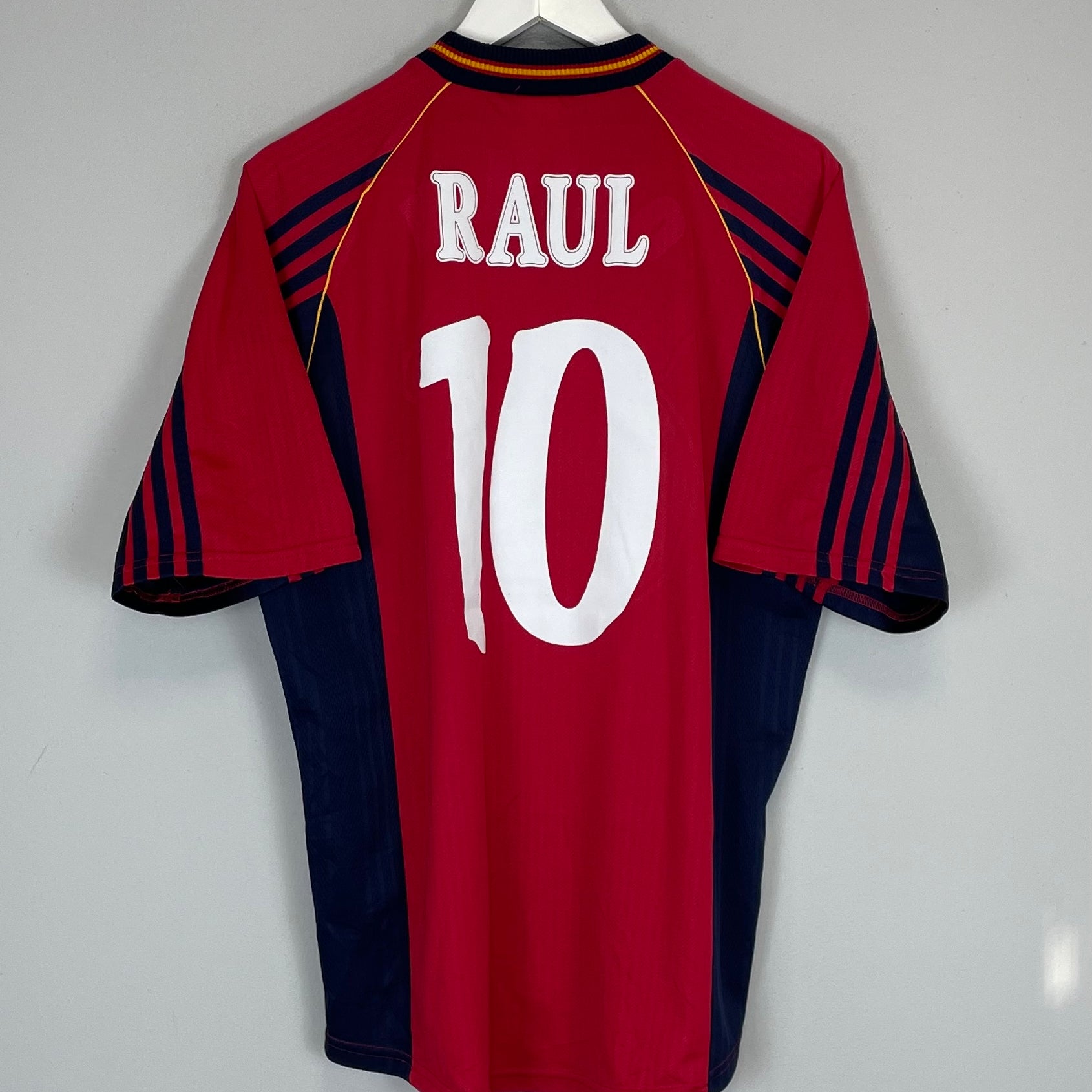 Shop 1998 SPAIN RAUL #10 HOME SHIRT (M) ADIDAS, classic football shirts, vintage football shirts & retro soccer jerseys at Cult Kits