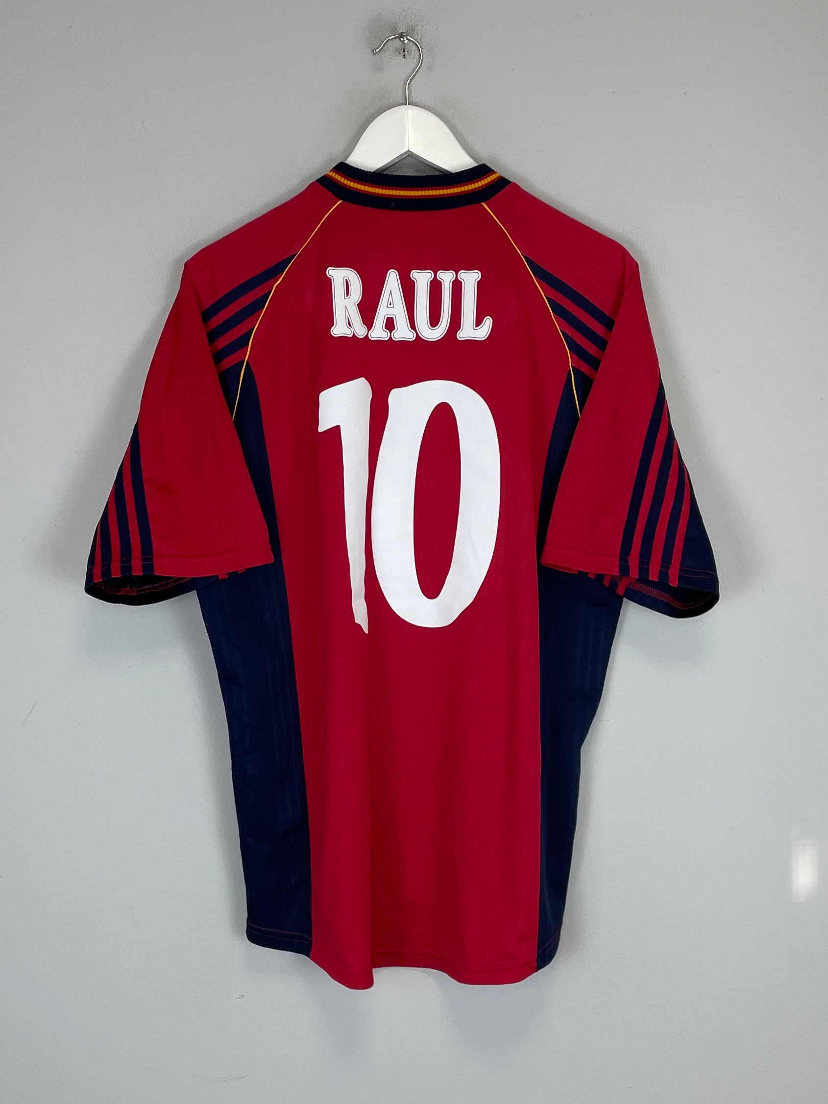 Shop 1998 SPAIN RAUL #10 HOME SHIRT (M) ADIDAS, classic football shirts, vintage football shirts & retro soccer jerseys at Cult Kits