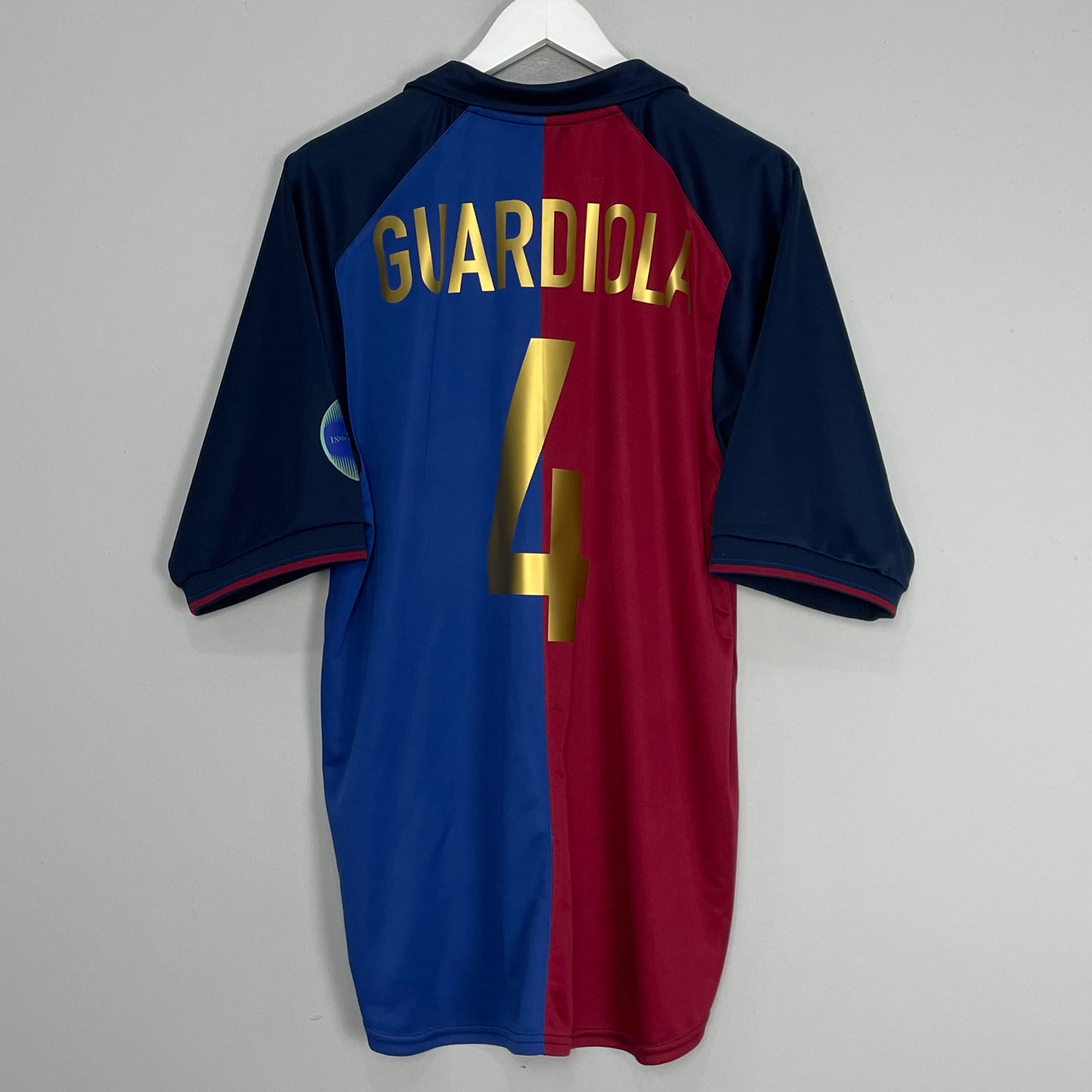 Shop 1999/00 BARCELONA GUARDIOLA #4 *CENTENARY* HOME SHIRT (L) NIKE, classic football shirts, vintage football shirts & retro soccer jerseys at Cult Kits