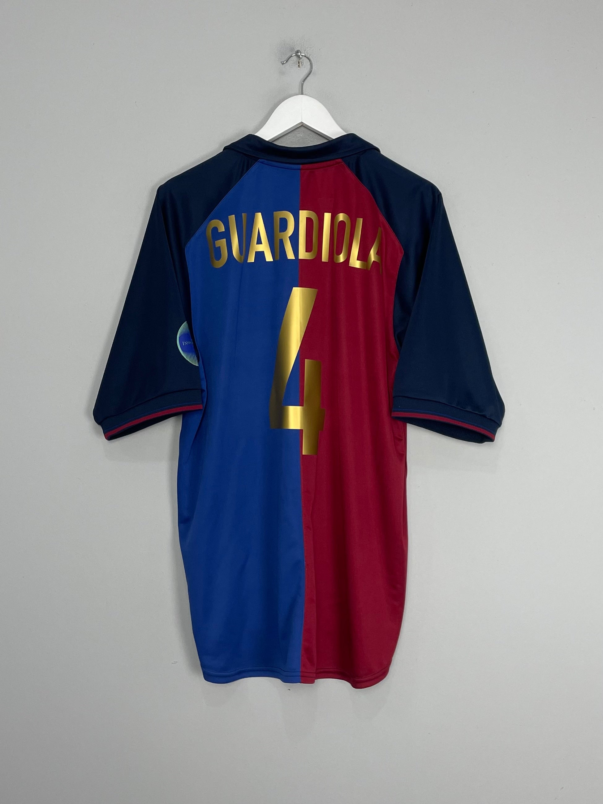 Shop 1999/00 BARCELONA GUARDIOLA #4 *CENTENARY* HOME SHIRT (L) NIKE, classic football shirts, vintage football shirts & retro soccer jerseys at Cult Kits