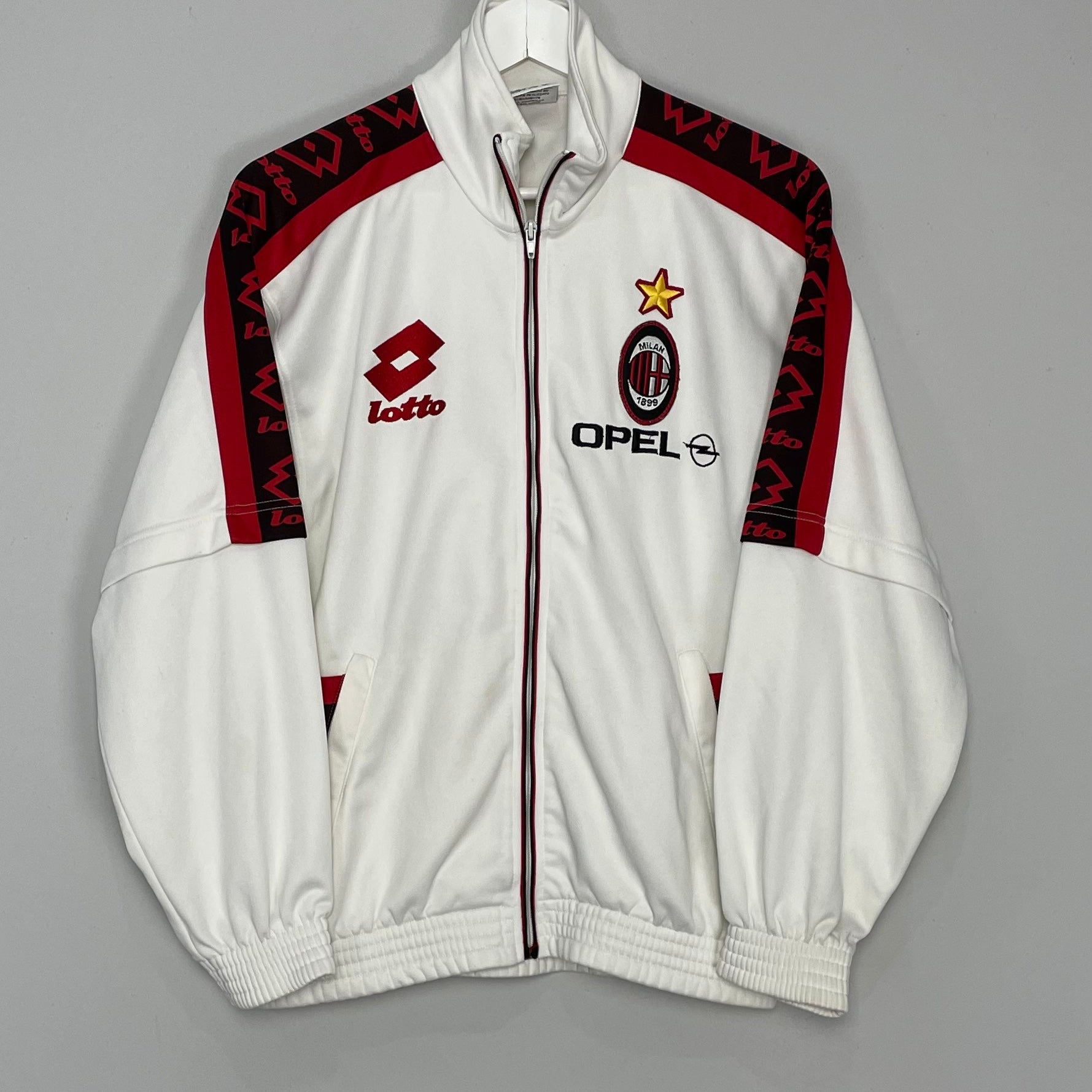 Shop 1995/96 AC MILAN TRACK JACKET (M) LOTTO, classic football shirts, vintage football shirts & retro soccer jerseys at Cult Kits